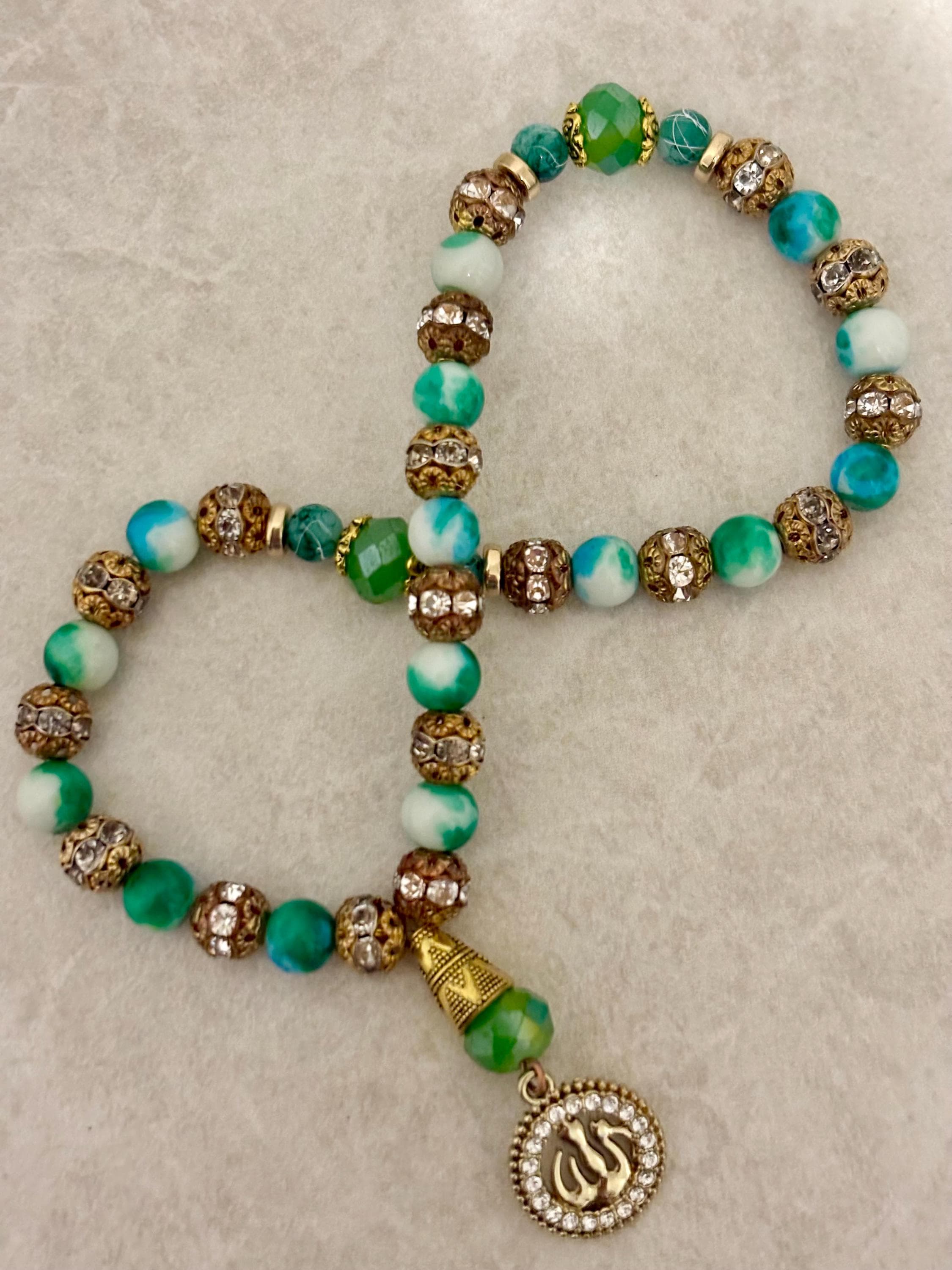 33 Green antique finish Tasbih