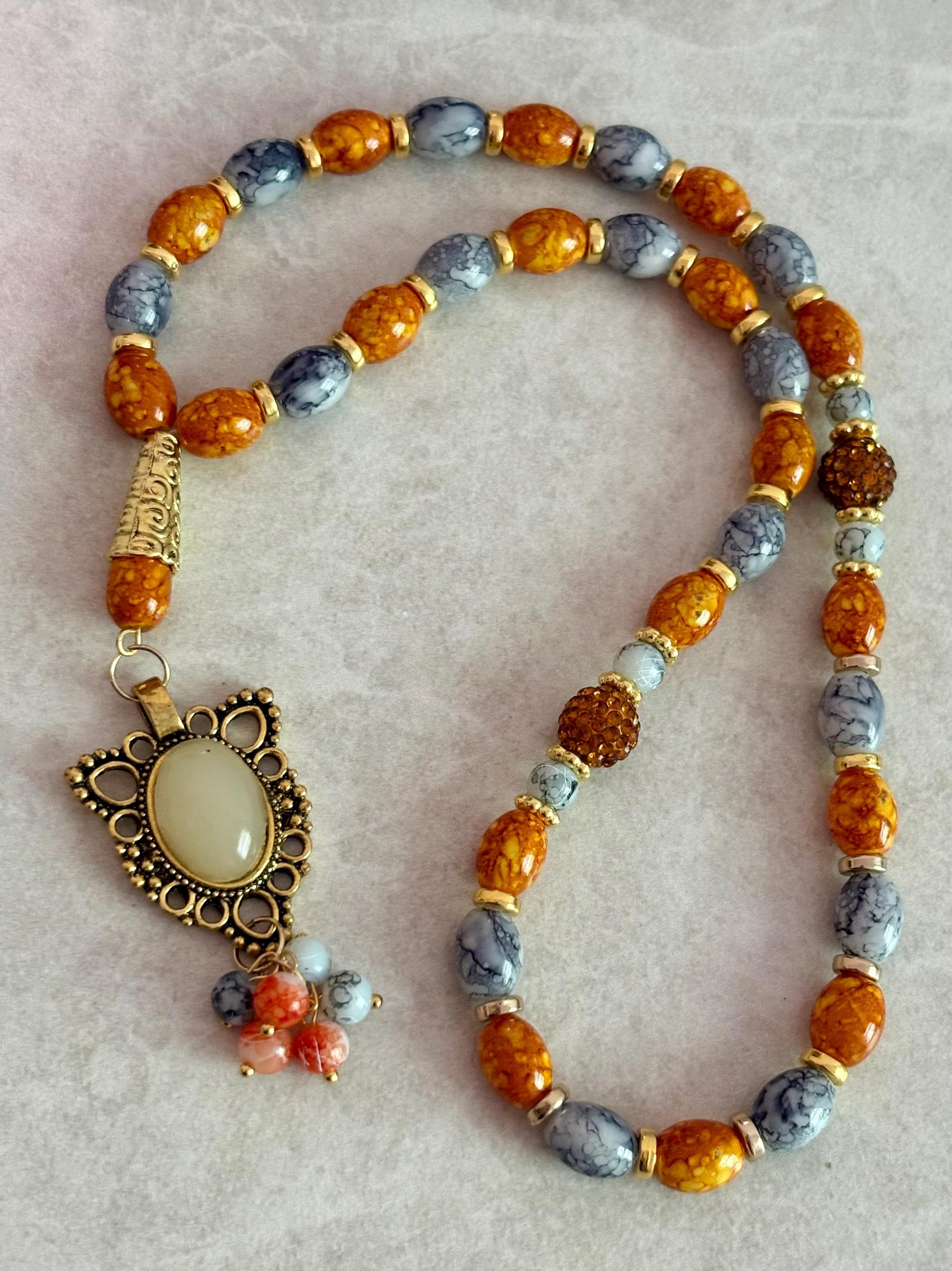 33 Mustard and gray beads - image 4