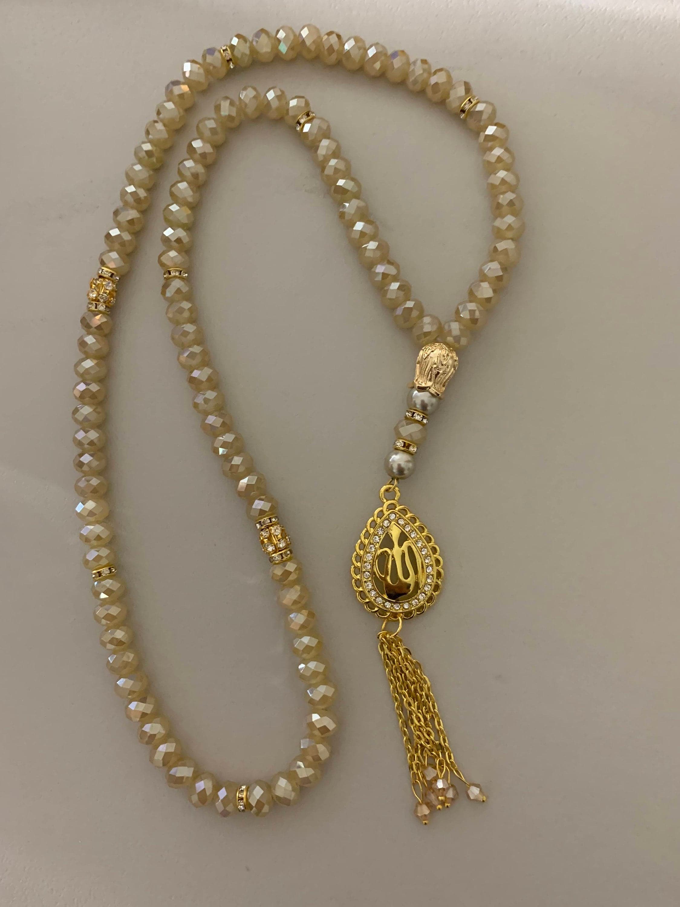 99 Beige Gold Crystal Tasbih - image 5