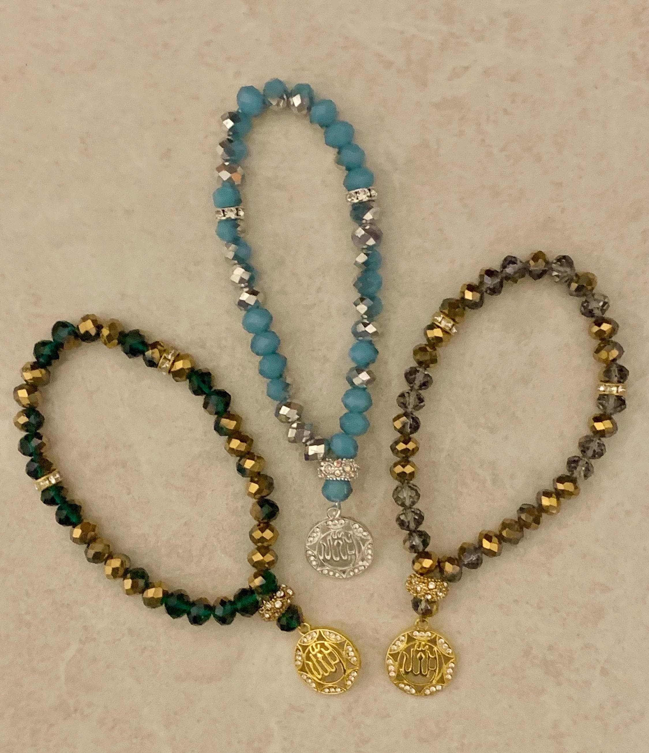 33 Two tone crystal Allah Tasbih bracelets