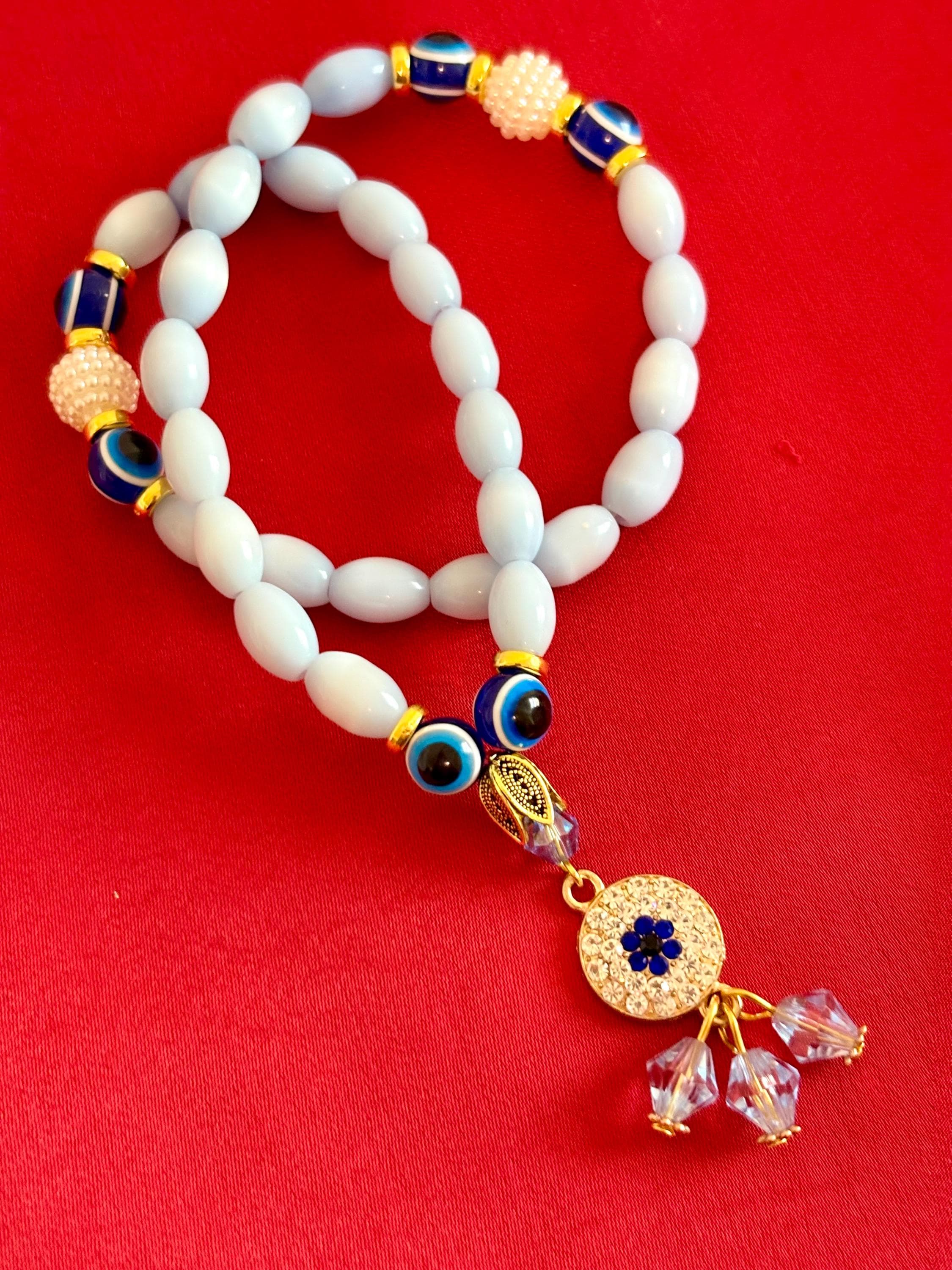 33 cat’s eyes and evil eyes beads Tasbih - image 3