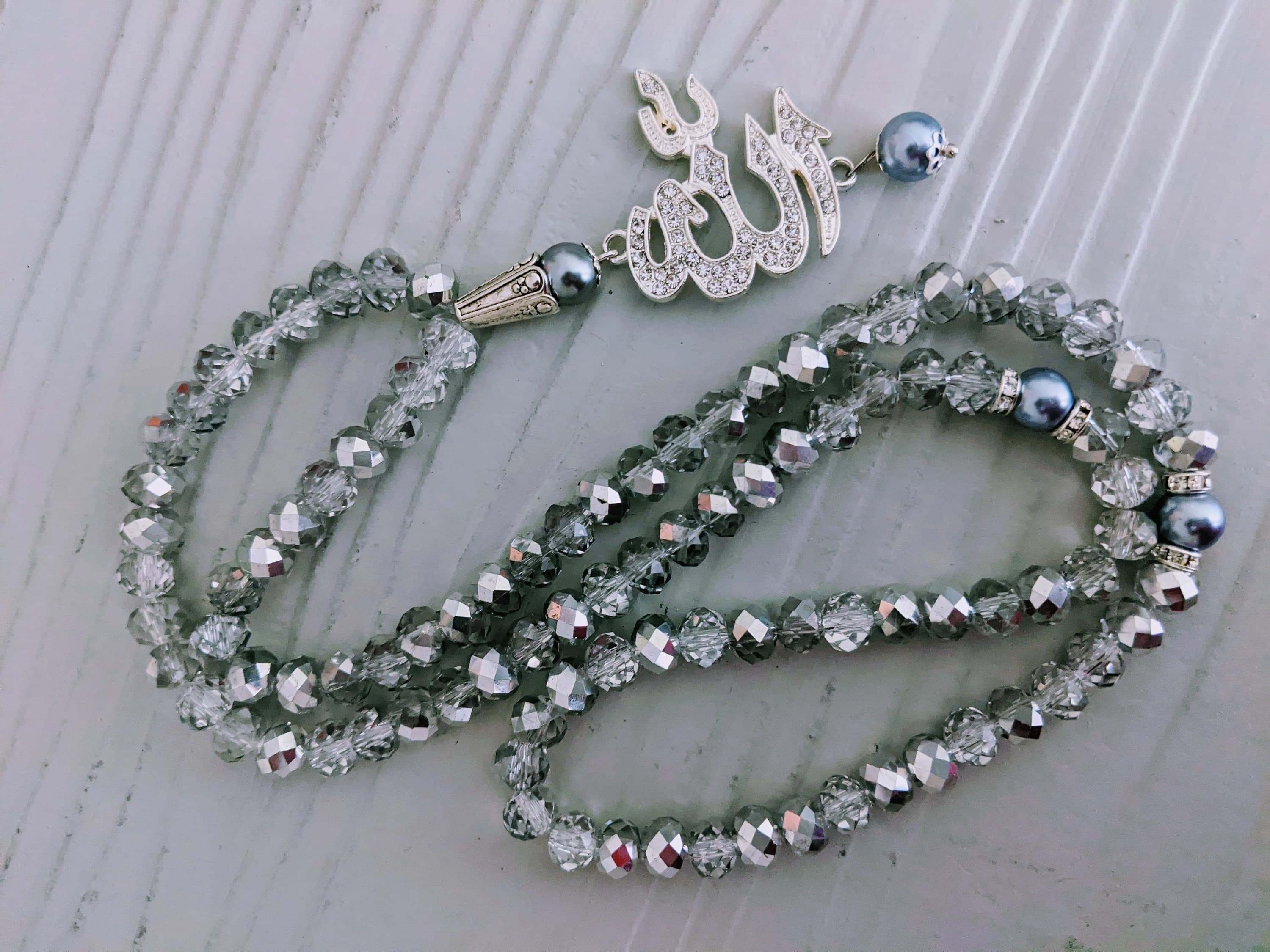 99 Silver Crystal Tasbih
