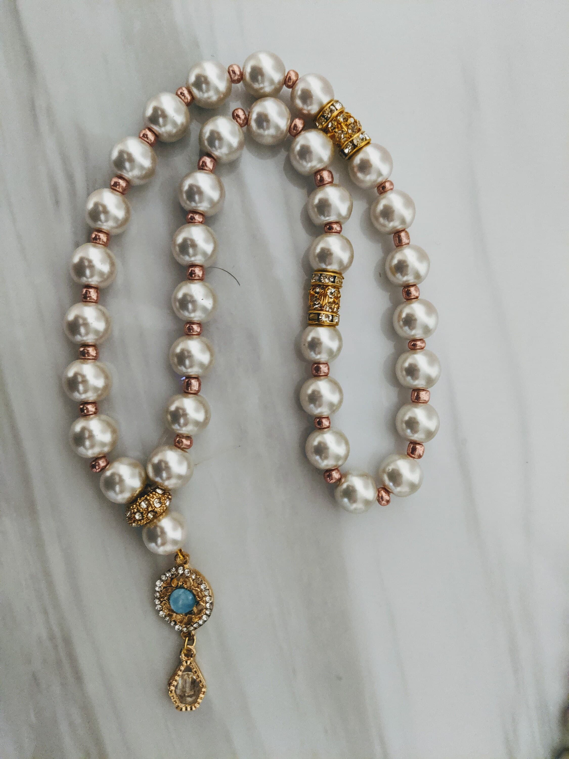 33 Pearl Tasbeeh:  Crystal Charm - image 4
