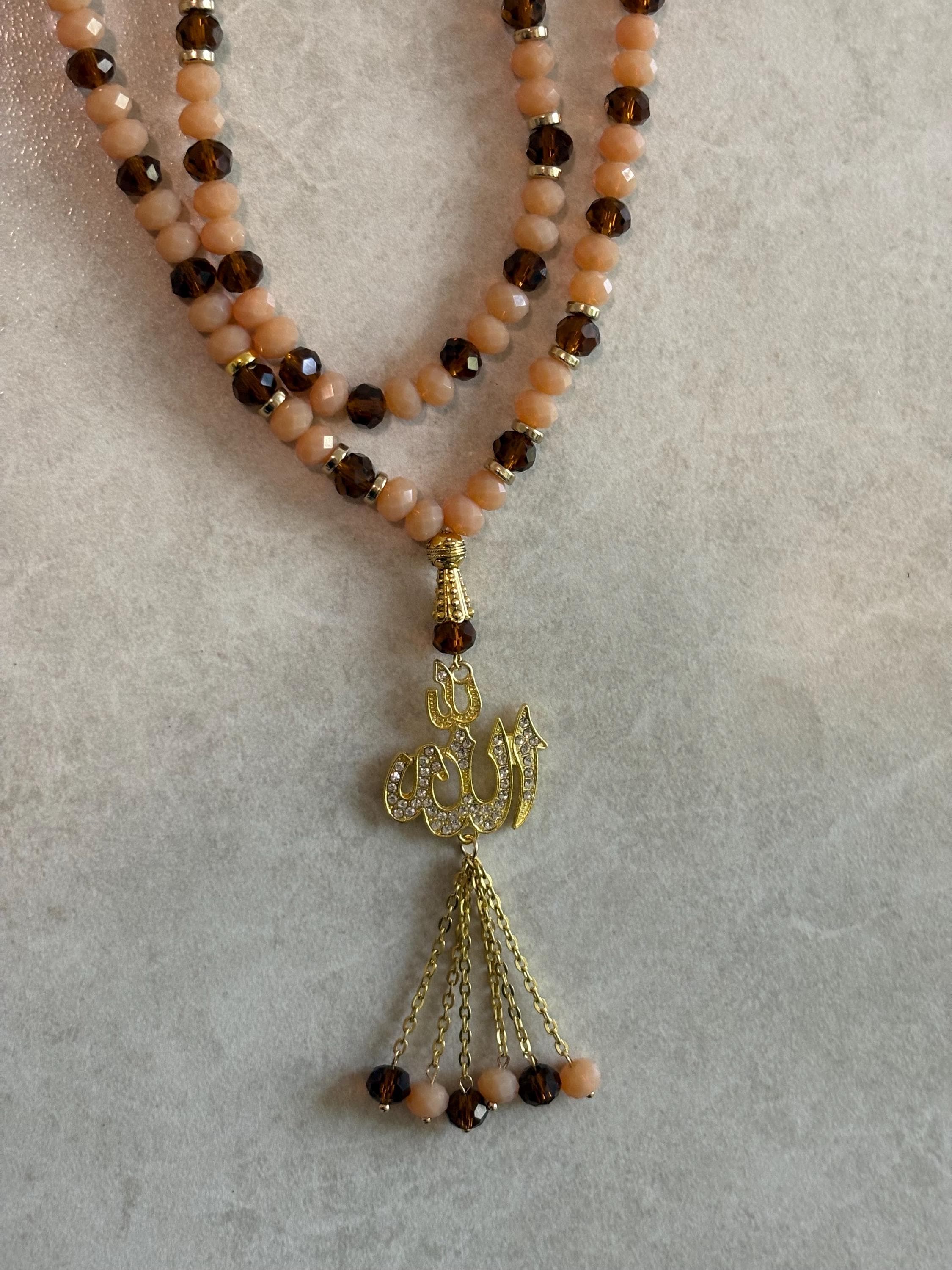 99 Beige brown Crystal Tasbih - image 5