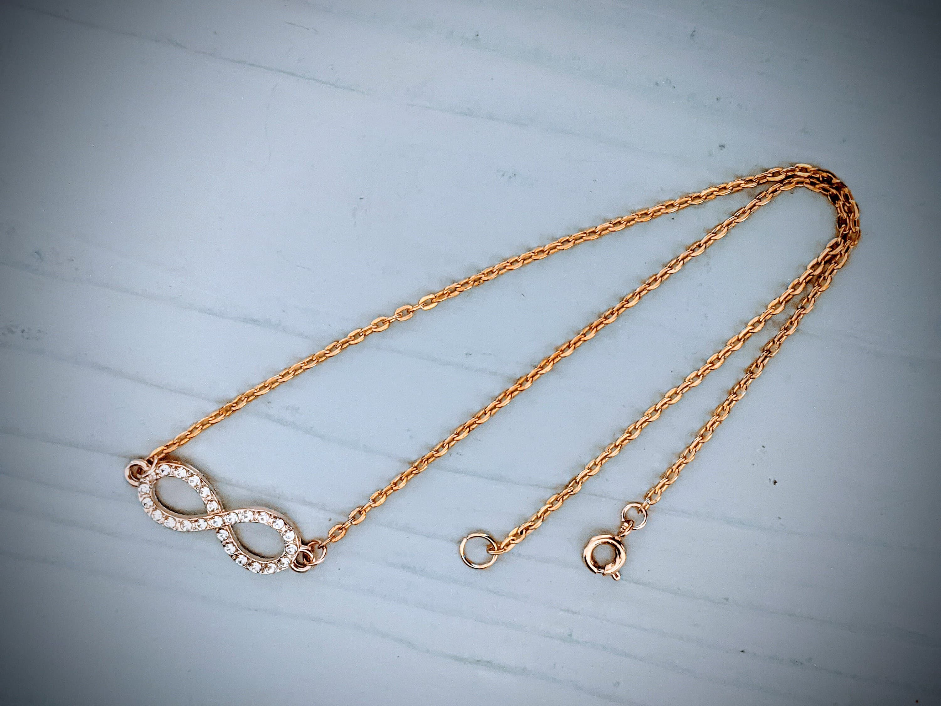 Rhinestone Infinity Necklace: Golden Chain