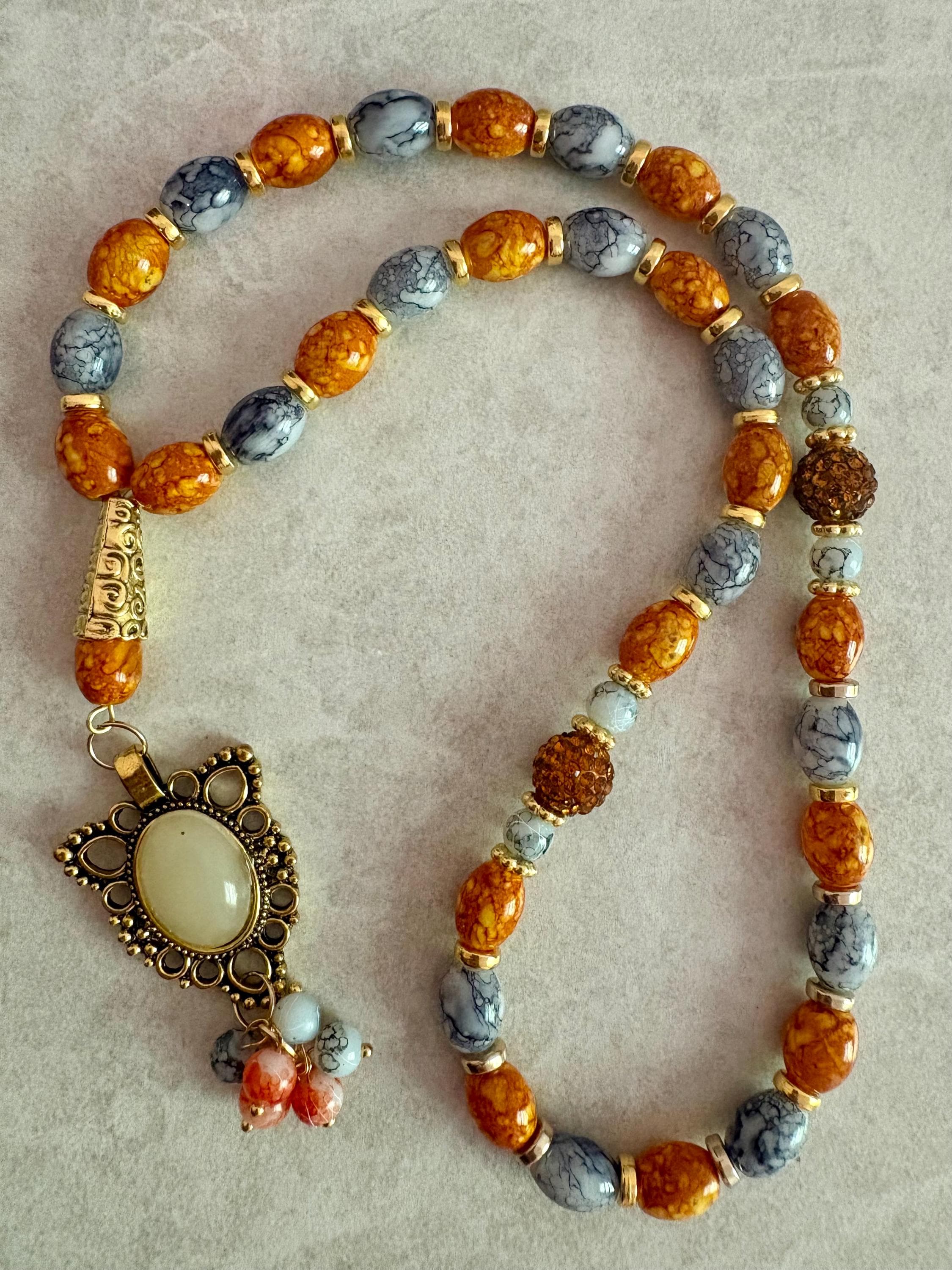33 Mustard and gray beads