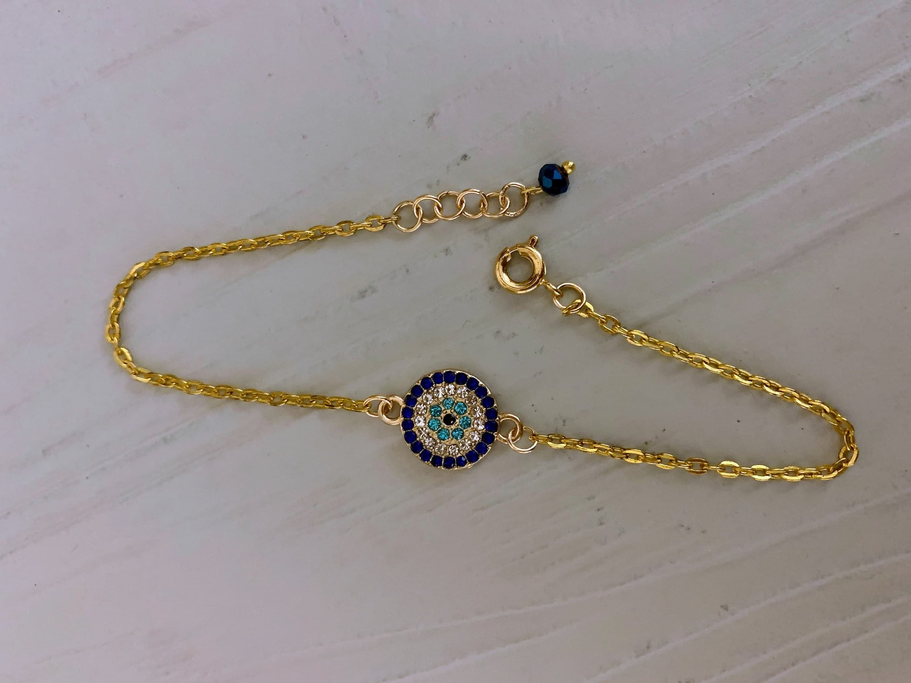 Blue Eye Rhinestone Anklets