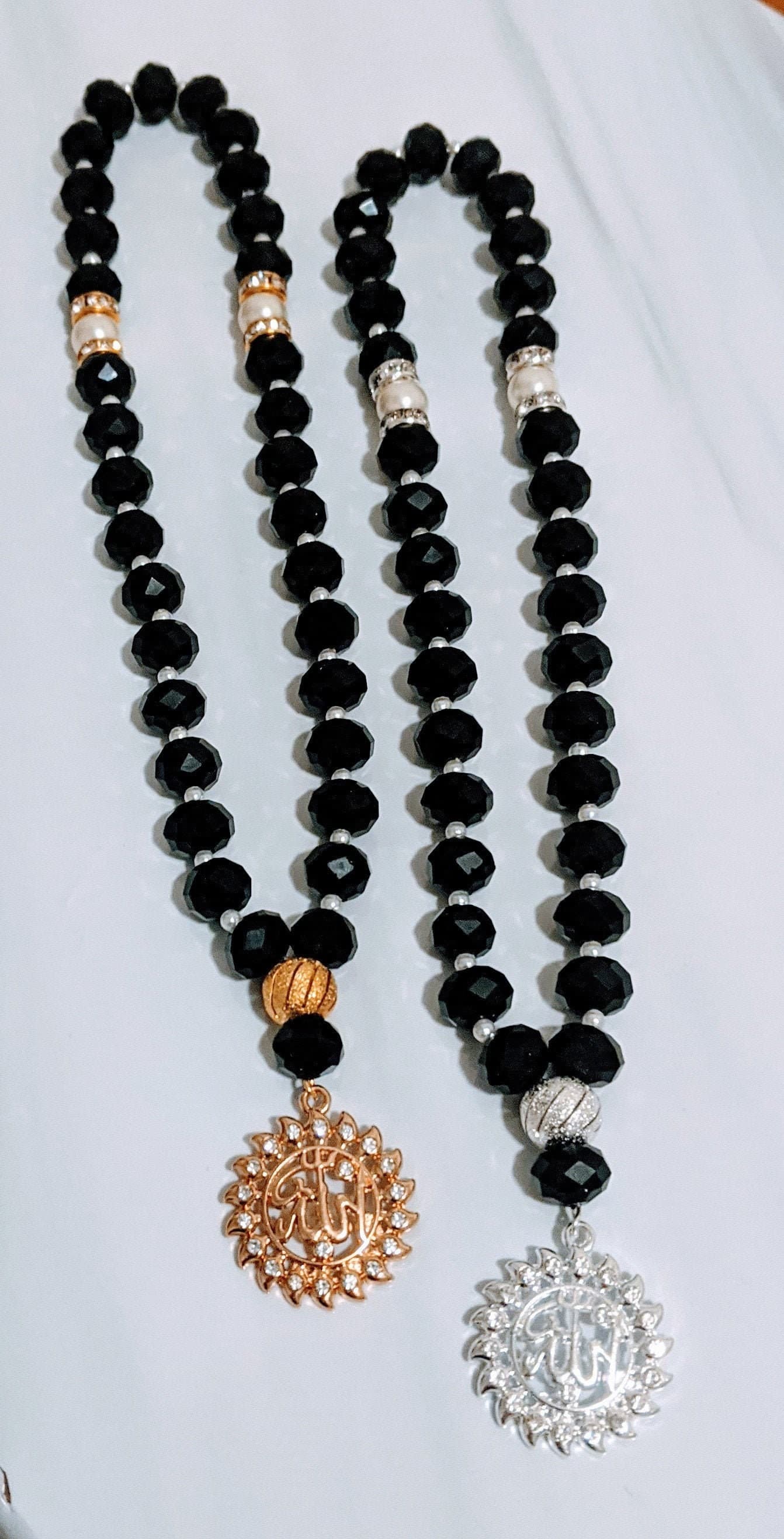 33 White pearl and black crystal Tasbih - image 3