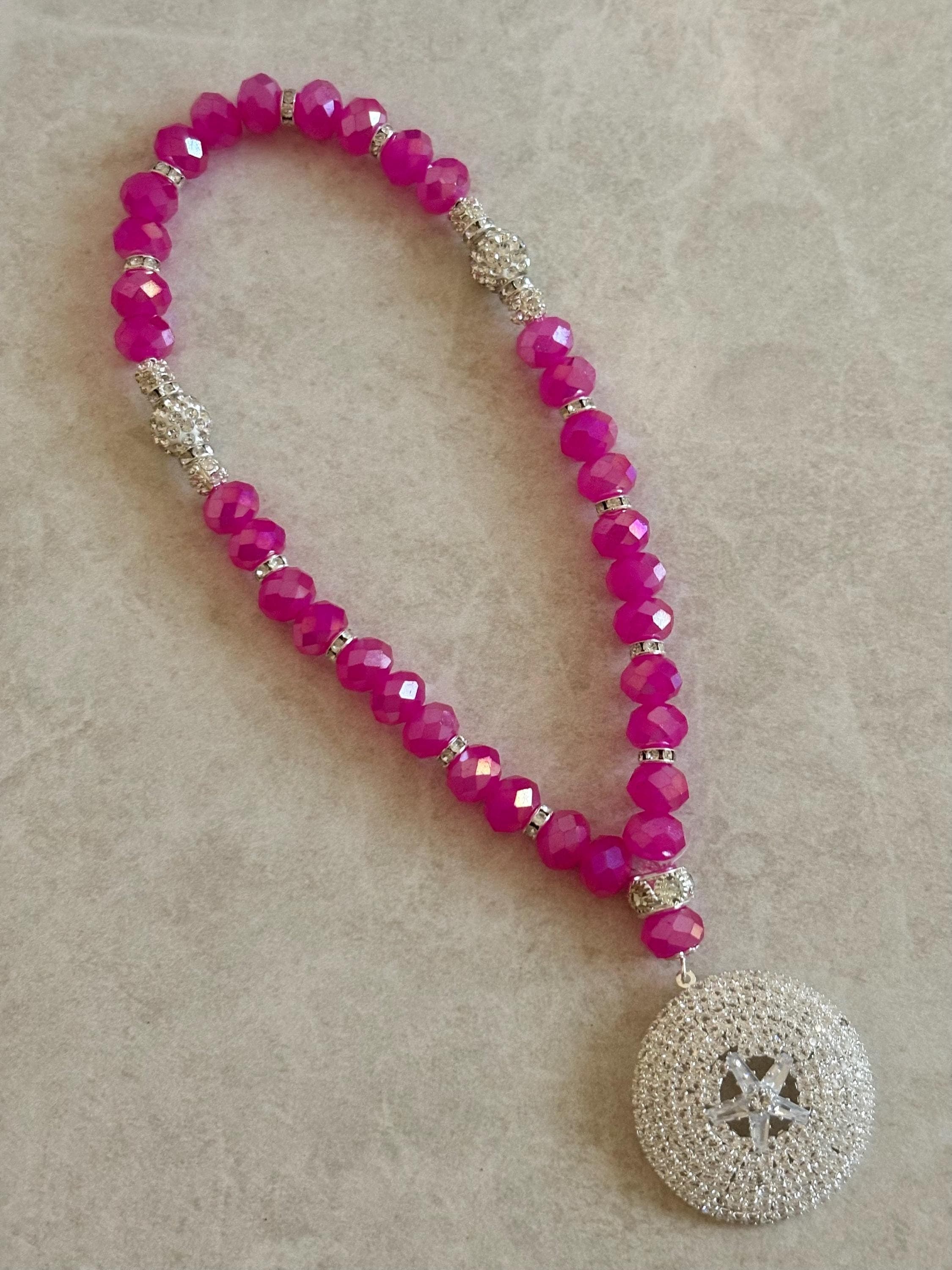 33 Hot pink Crystal Prayer Beads - image 5