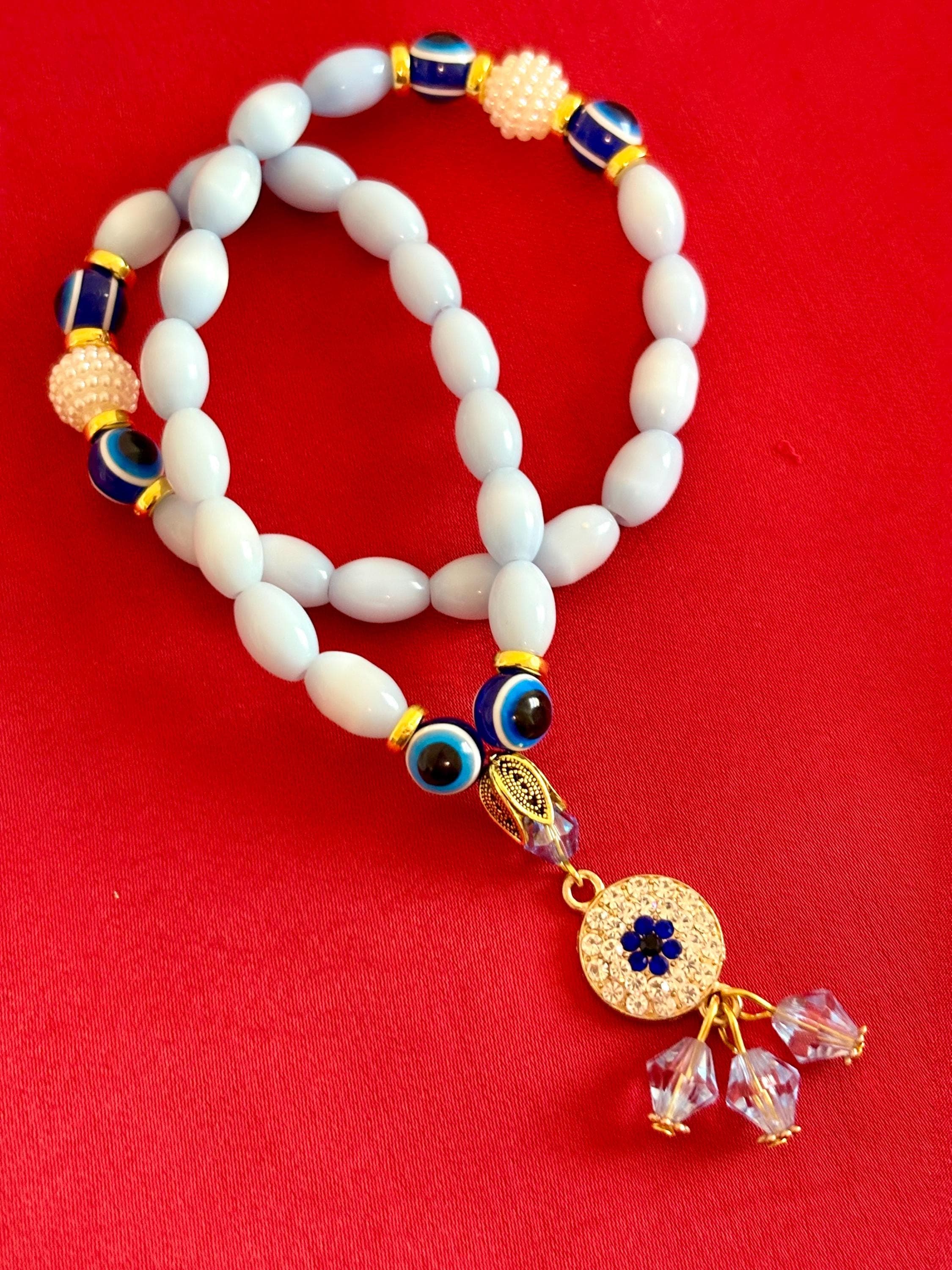 33 cat’s eyes and evil eyes beads Tasbih - image 5