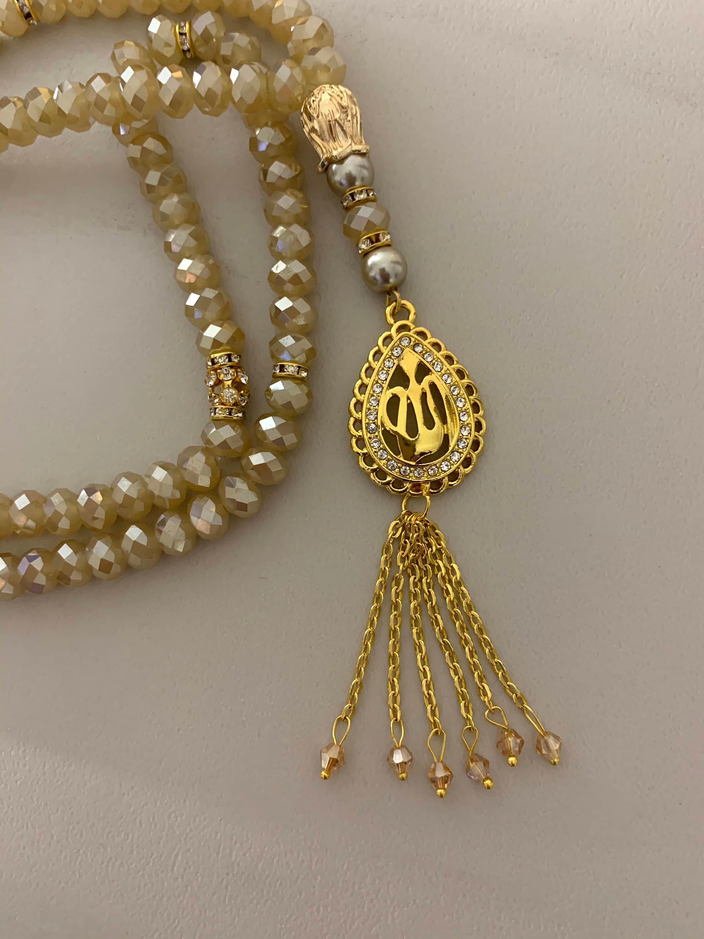 99 Beige Gold Crystal Tasbih - image 4