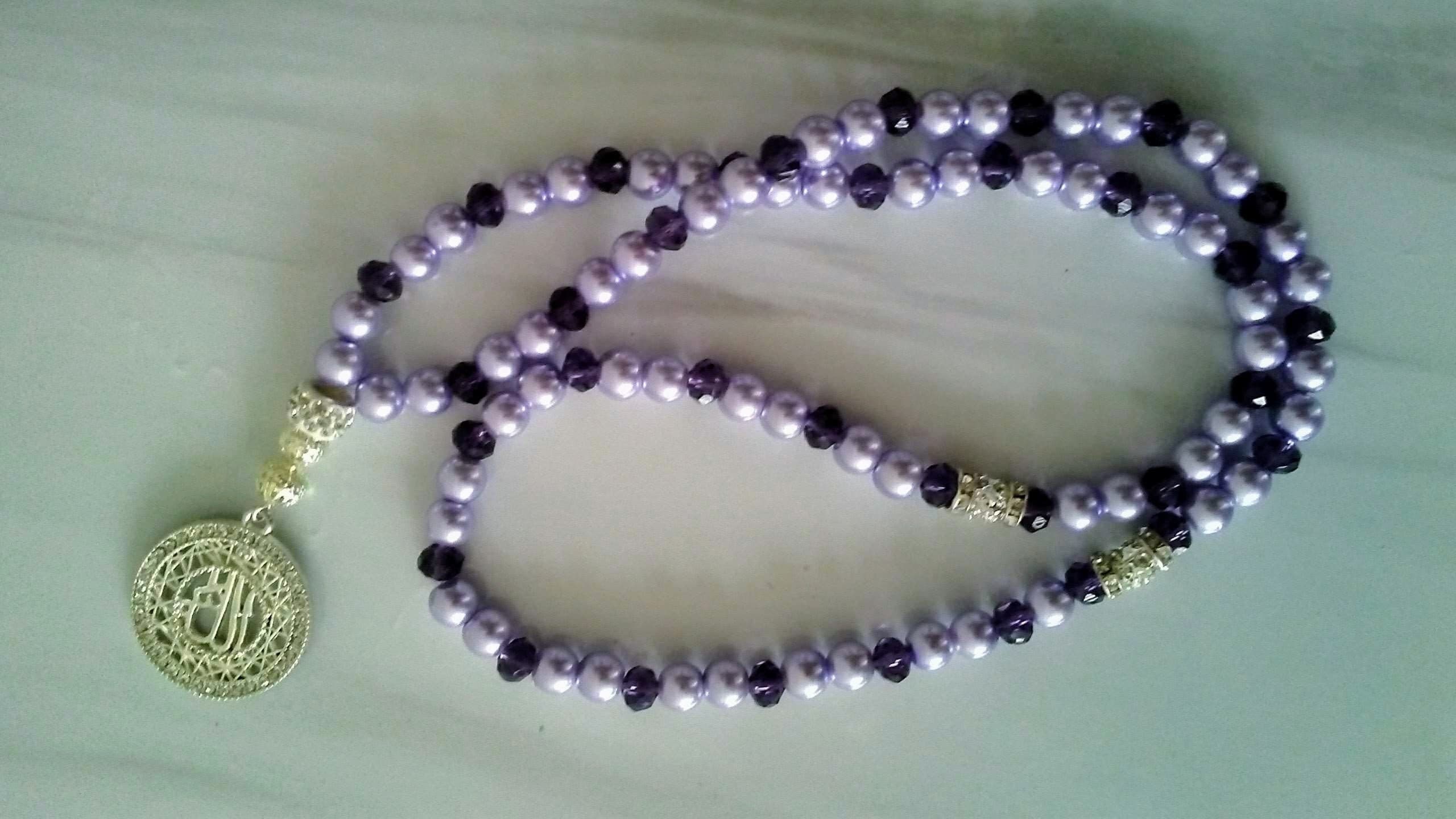 99 Pearl & Crystal Purple Tasbeeh - image 3