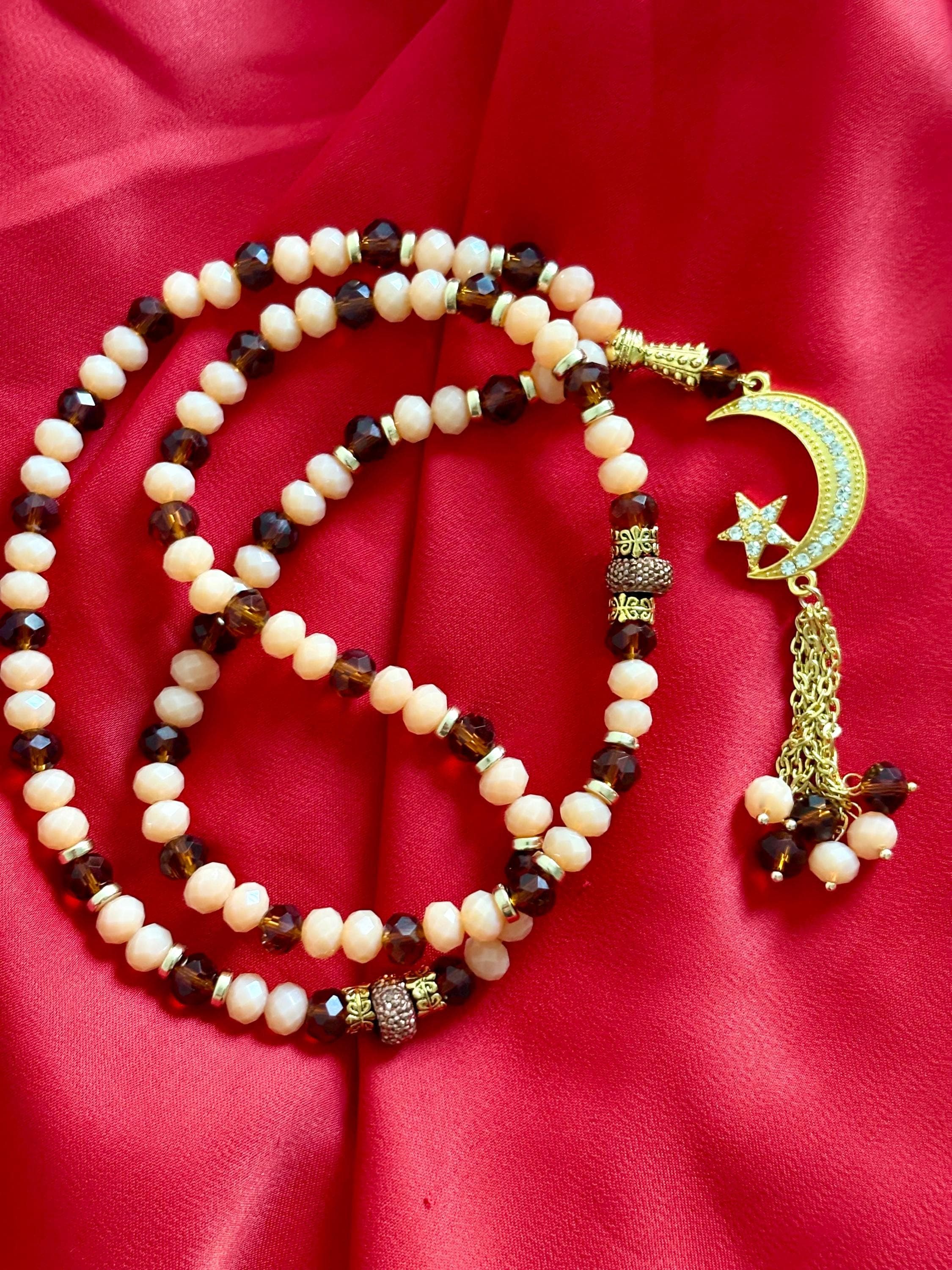 99 Beige brown Crystal Tasbih - image 4