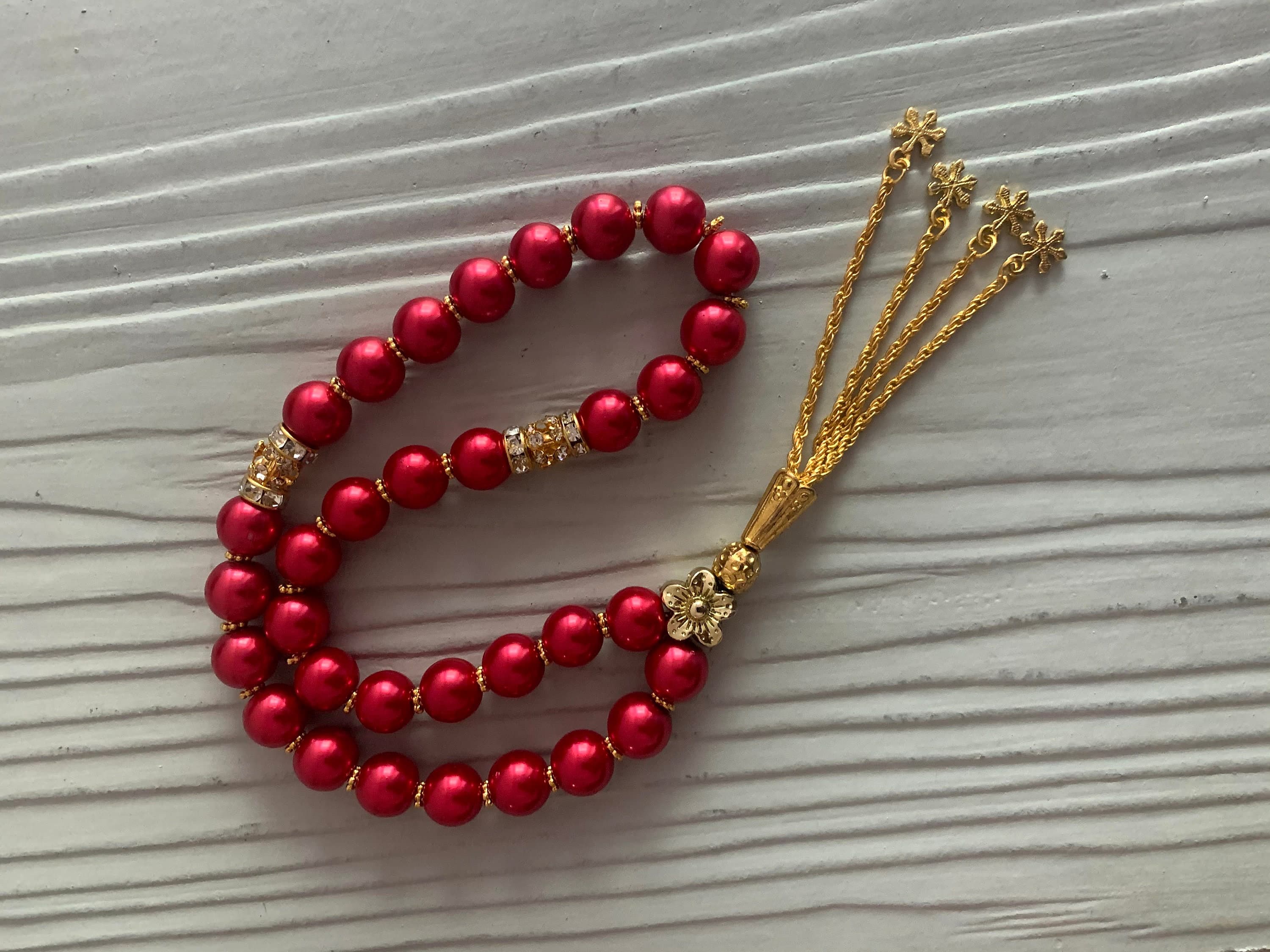 33 Red Pearl prayer beads - image 5