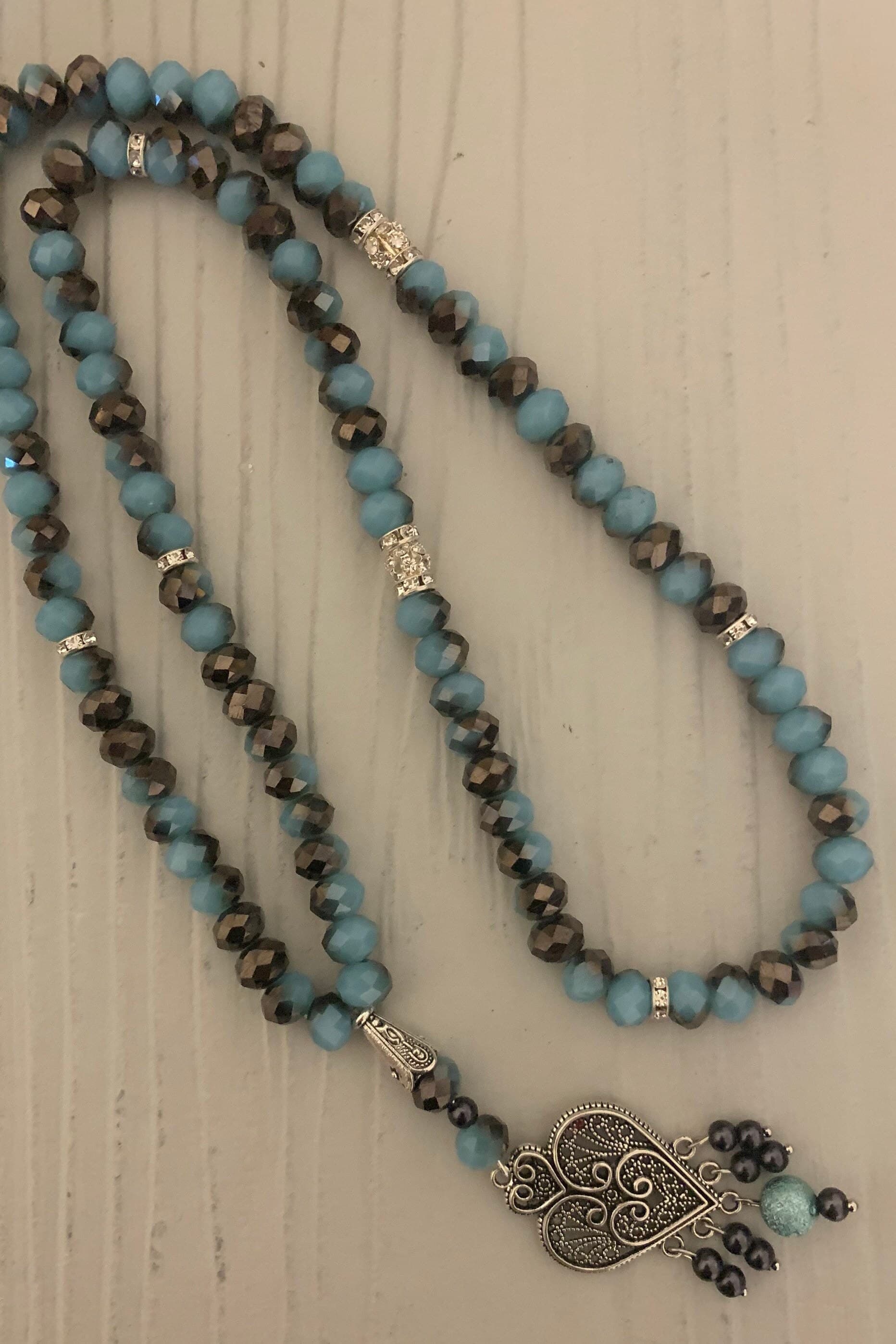 99 Antique silver blue Tasbih - image 3