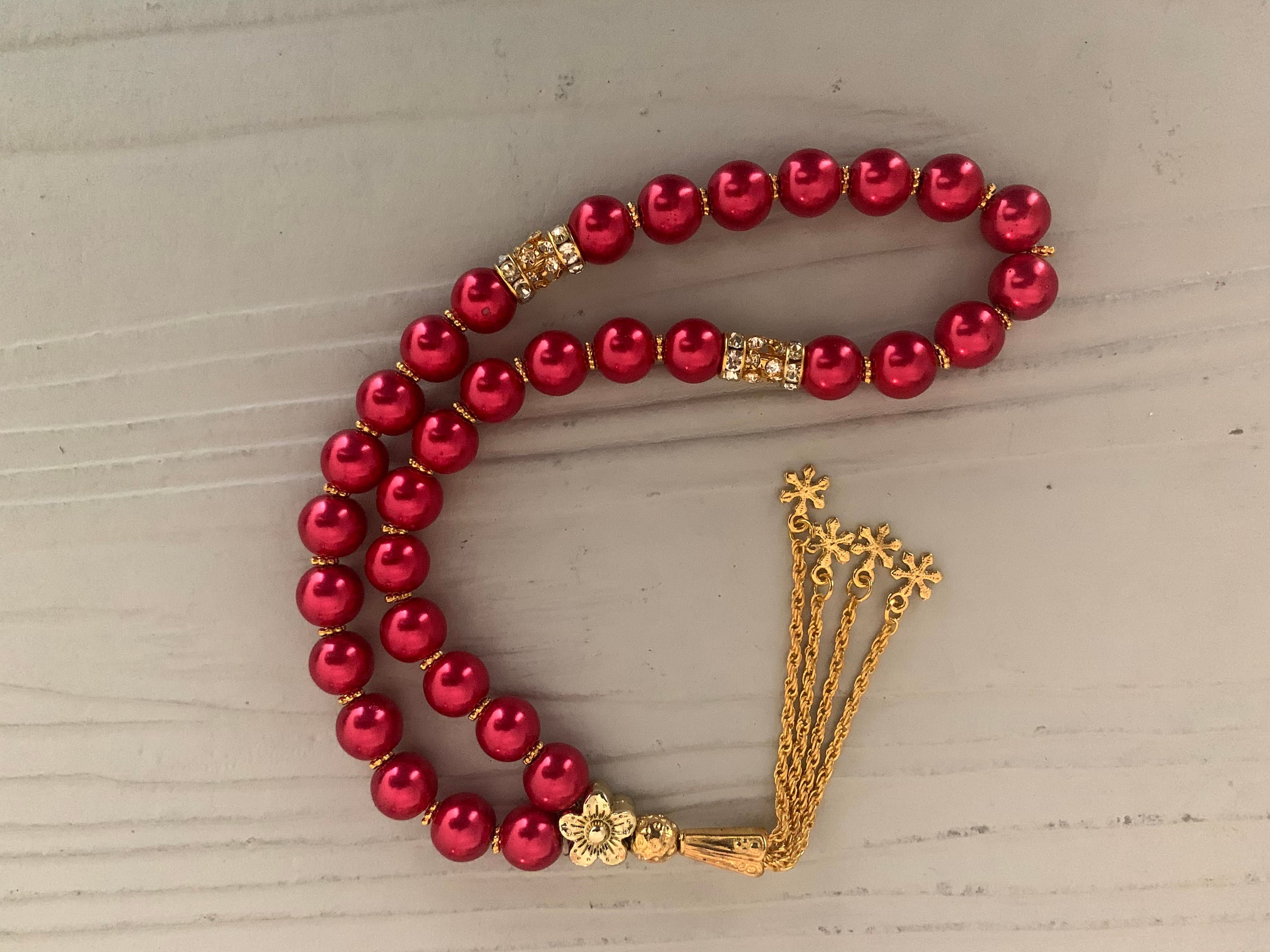 33 Red Pearl prayer beads - image 3