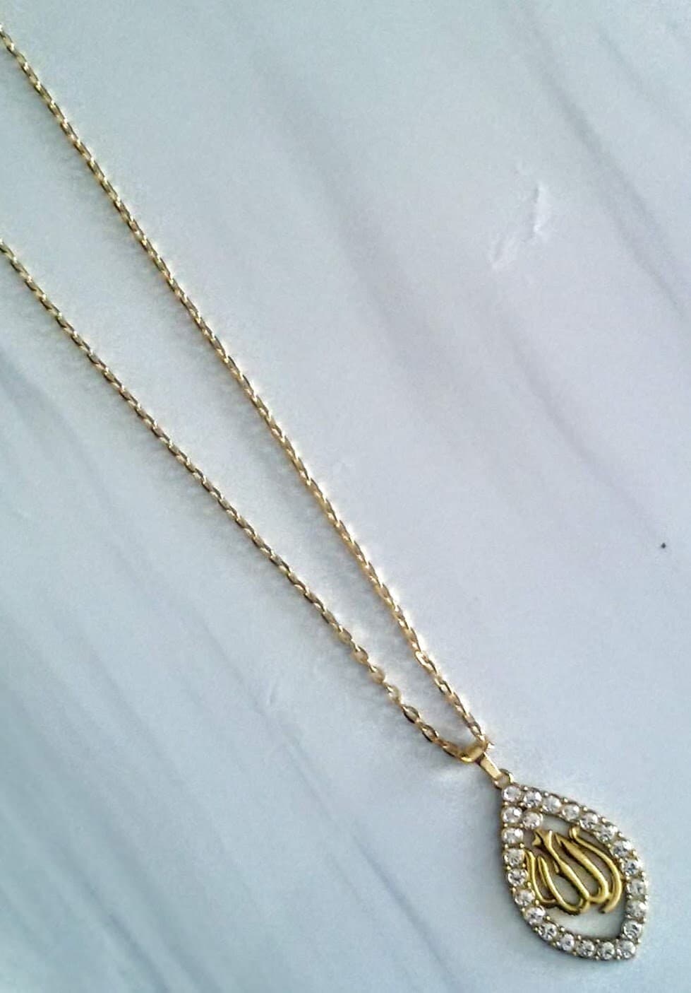 Allah Rhinestone Pendant Necklace: Gold or Silver Finish - image 5