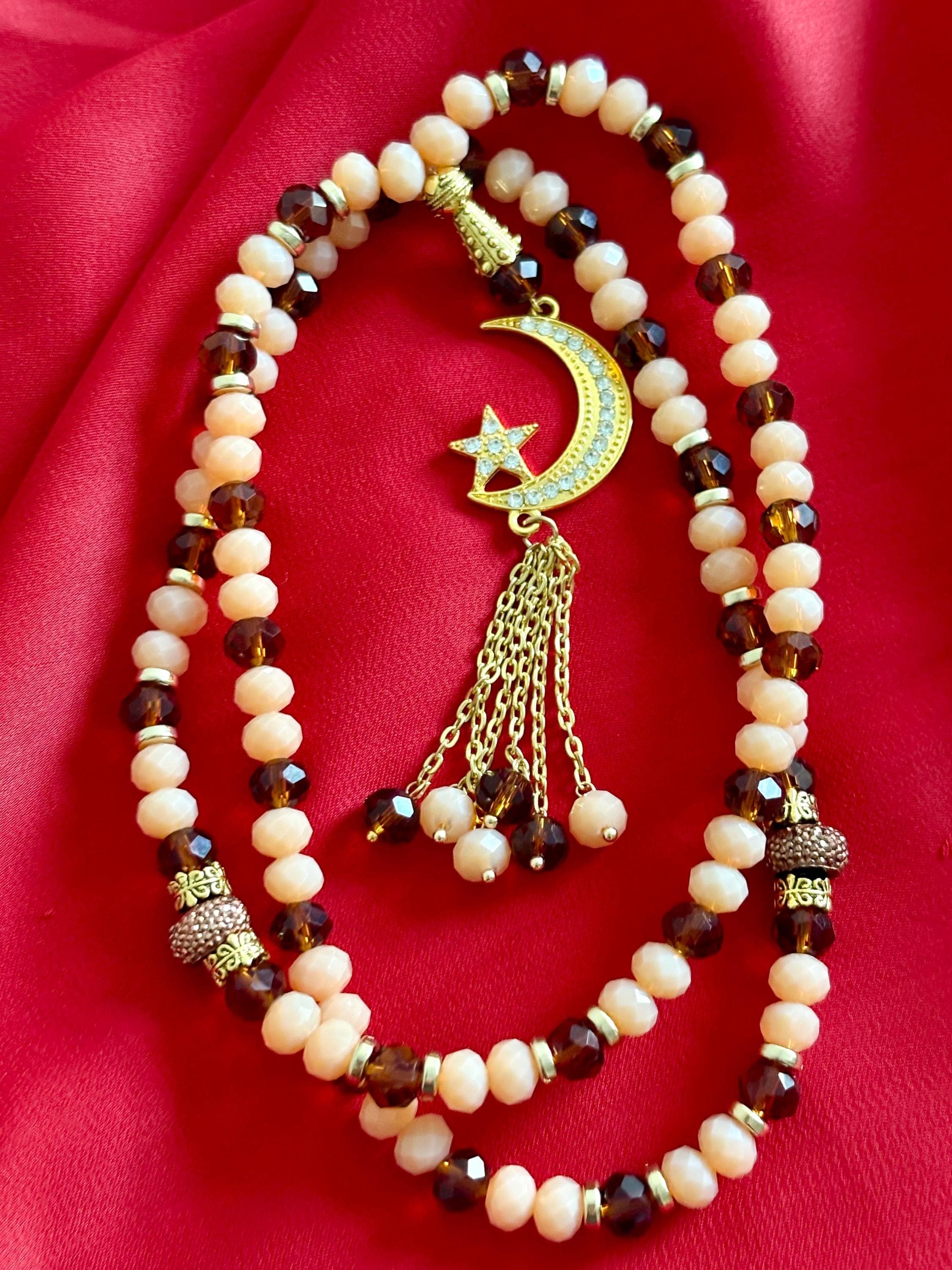 99 Beige brown Crystal Tasbih