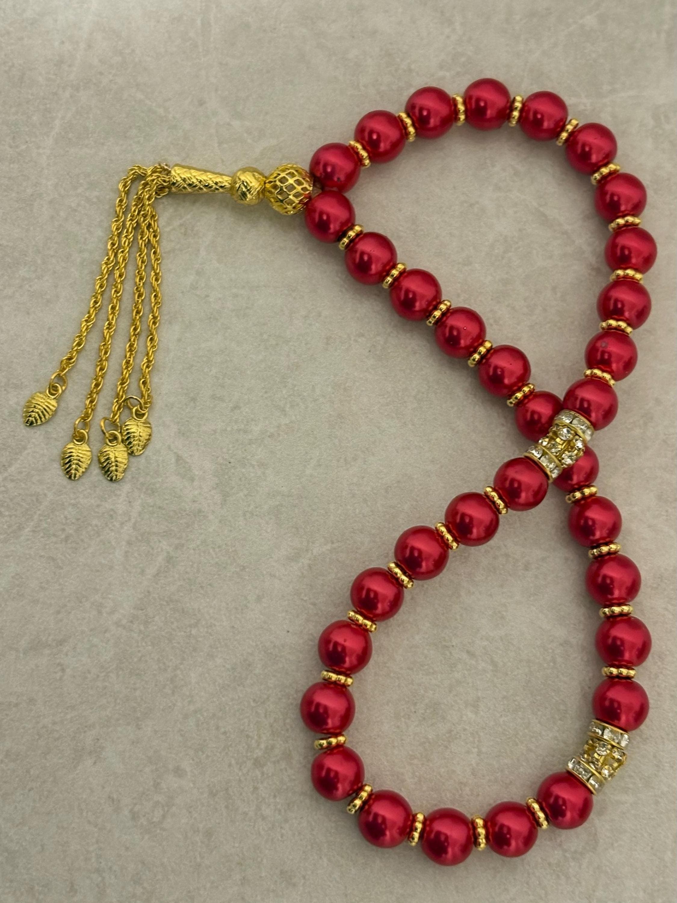 33 Red Pearl prayer beads