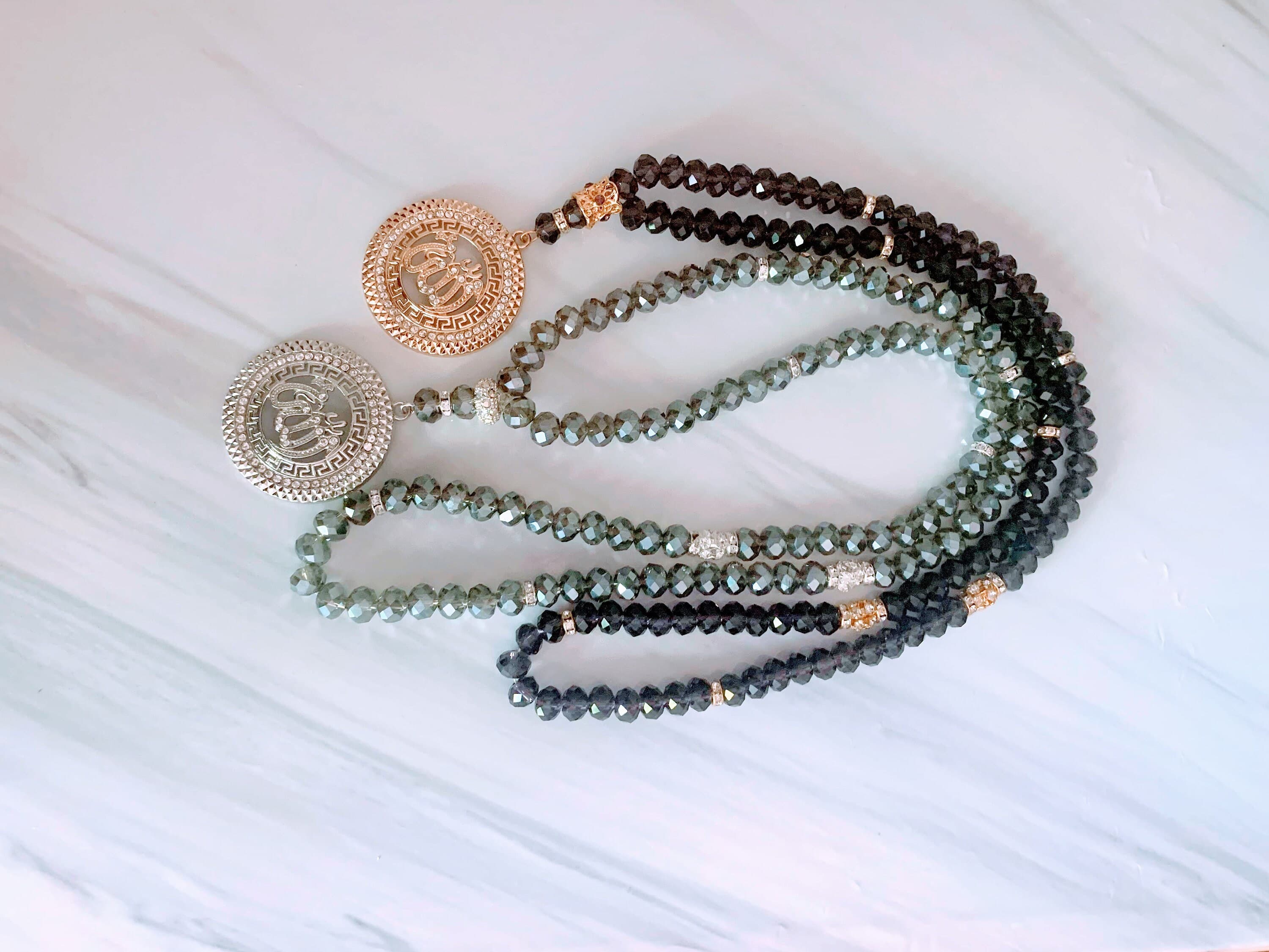 99 Crystal Tasbeeh Necklace: Allah Charm Rosary