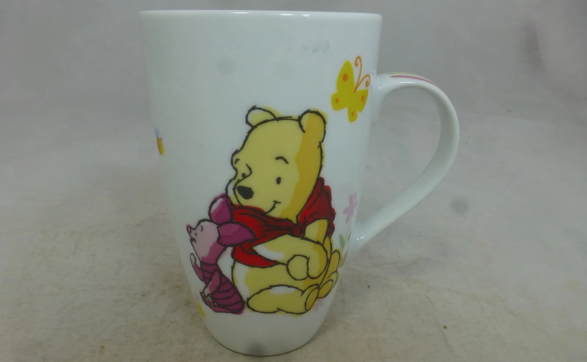 Disney Winnie the Pooh & Friend Piglet with Hunny Pot  Porcelain Tall Mug - E H Shepard style Cartoons - Official Merchandise - Martin Yaffe