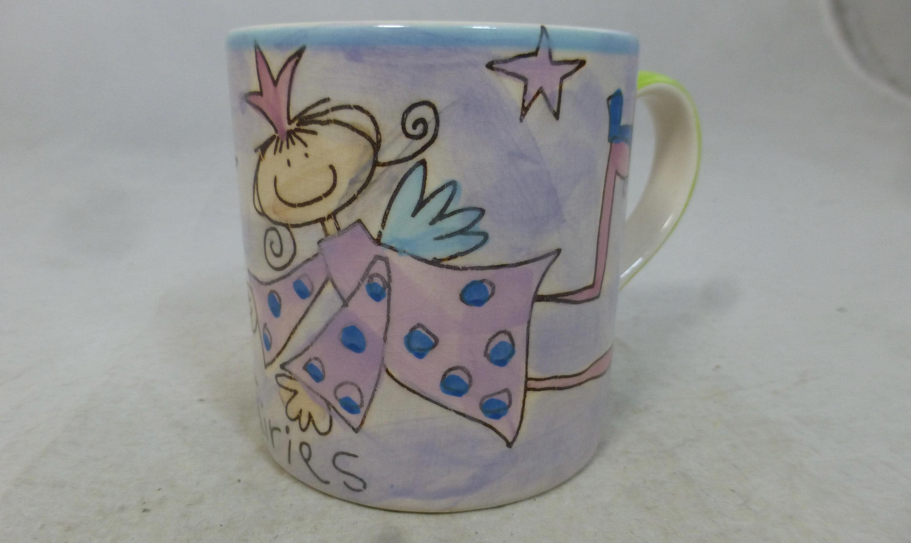 Funky Fairies Princesses with Crowns & Stars Wands Hand Painted Small Porcelain Mug by The Pier - Fabulous Fun Fairy Gift