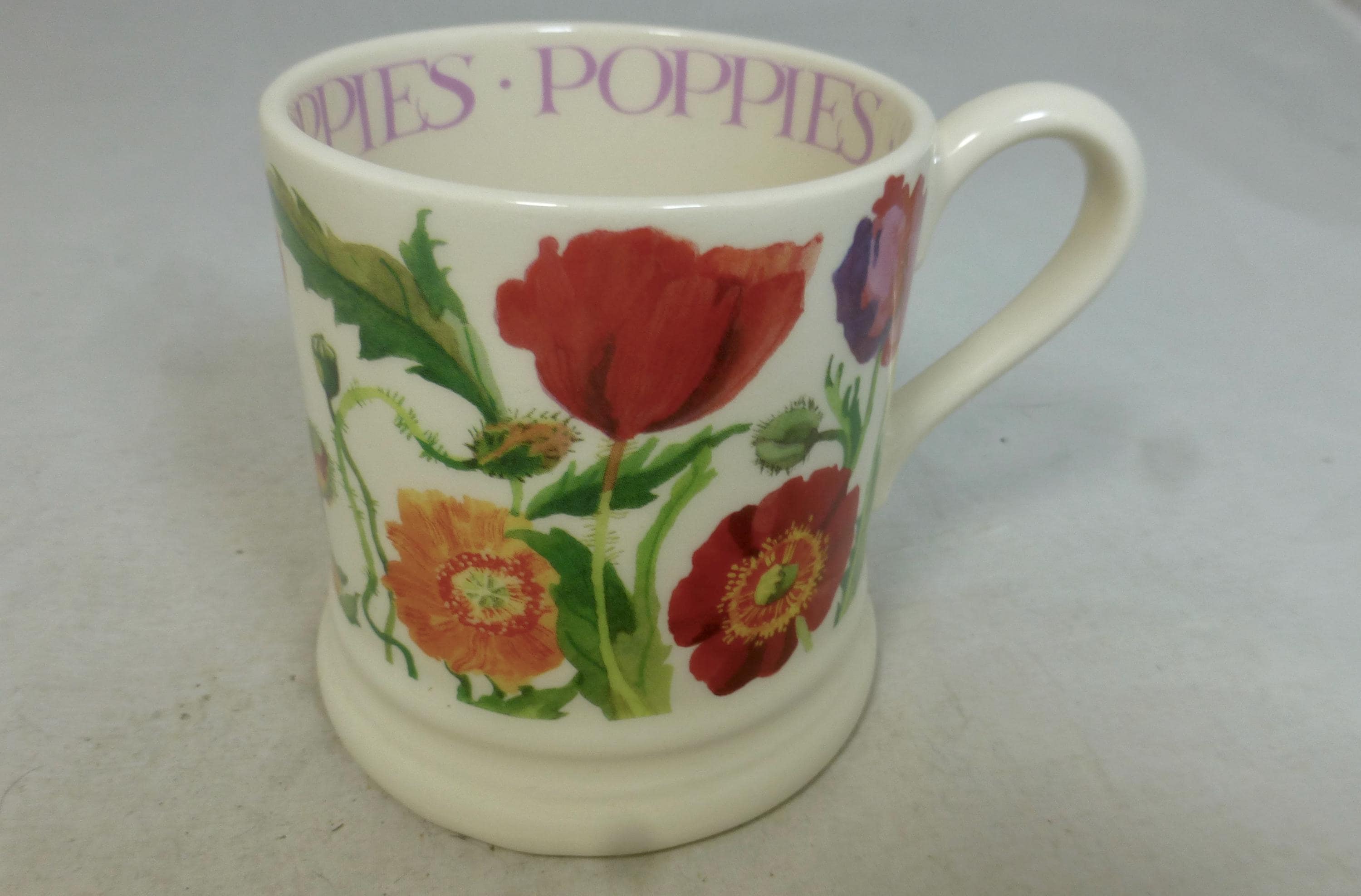 Emma Bridgewater Multicoloured Poppies Flowers 40 Years 1st Quality Half Pint china Mug - Hand Decorated Floral Design – Unused with Labels