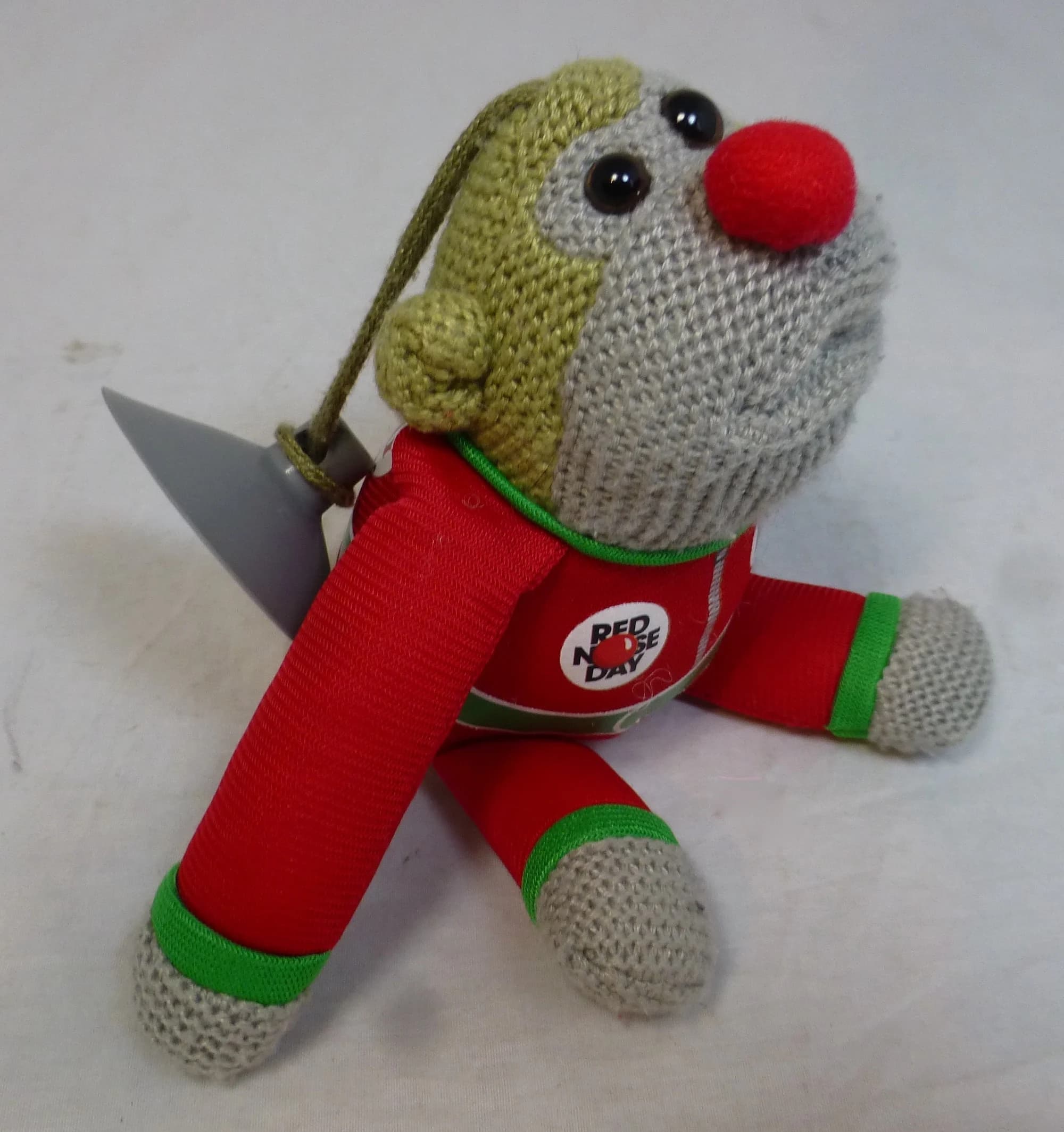 PG Tips Tea Red Nose Day Knitted Monkey with Suction Cup Red & Green Suit Beanie 6 inch Toy with Red Nose - Comic Relief Most Famous Monkey - image 5