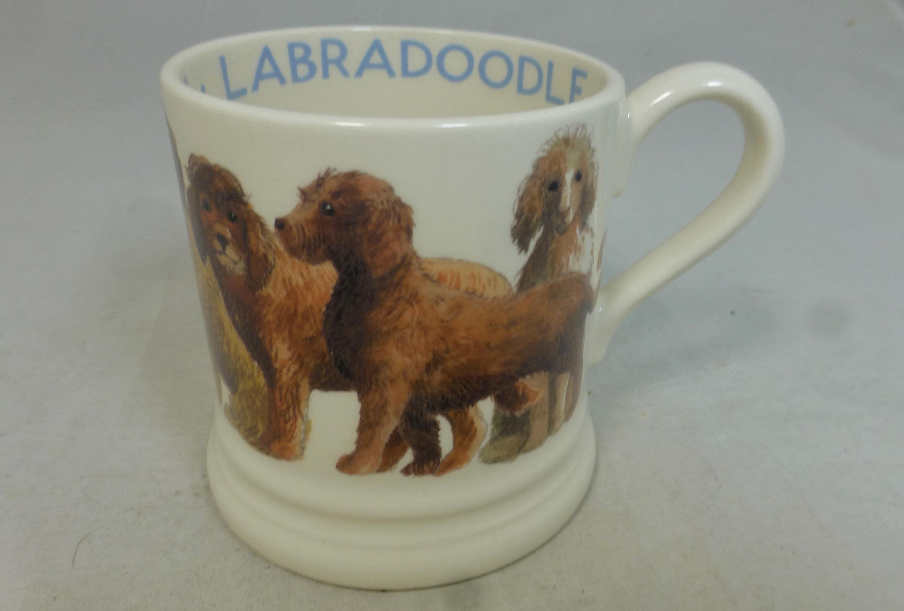 Emma Bridgewater Labradoodle Dogs First Quality Half Pint Porcelain Mug - English Dog Breed Design - Shell Stamp - Unused with Labels