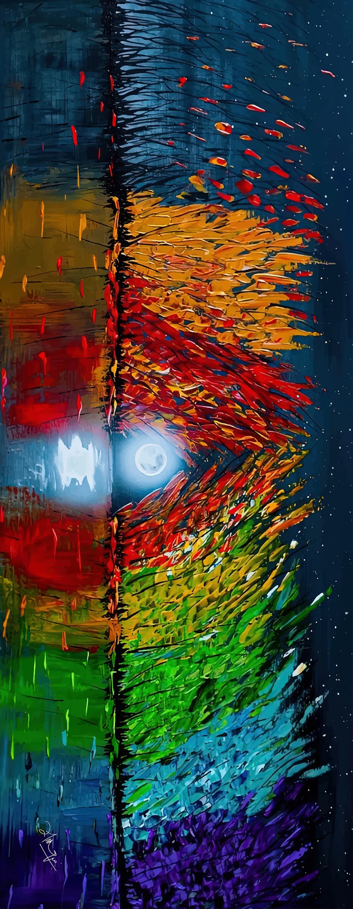 Art Silk Scarf made with a digital imprint of a real acrylic painting
