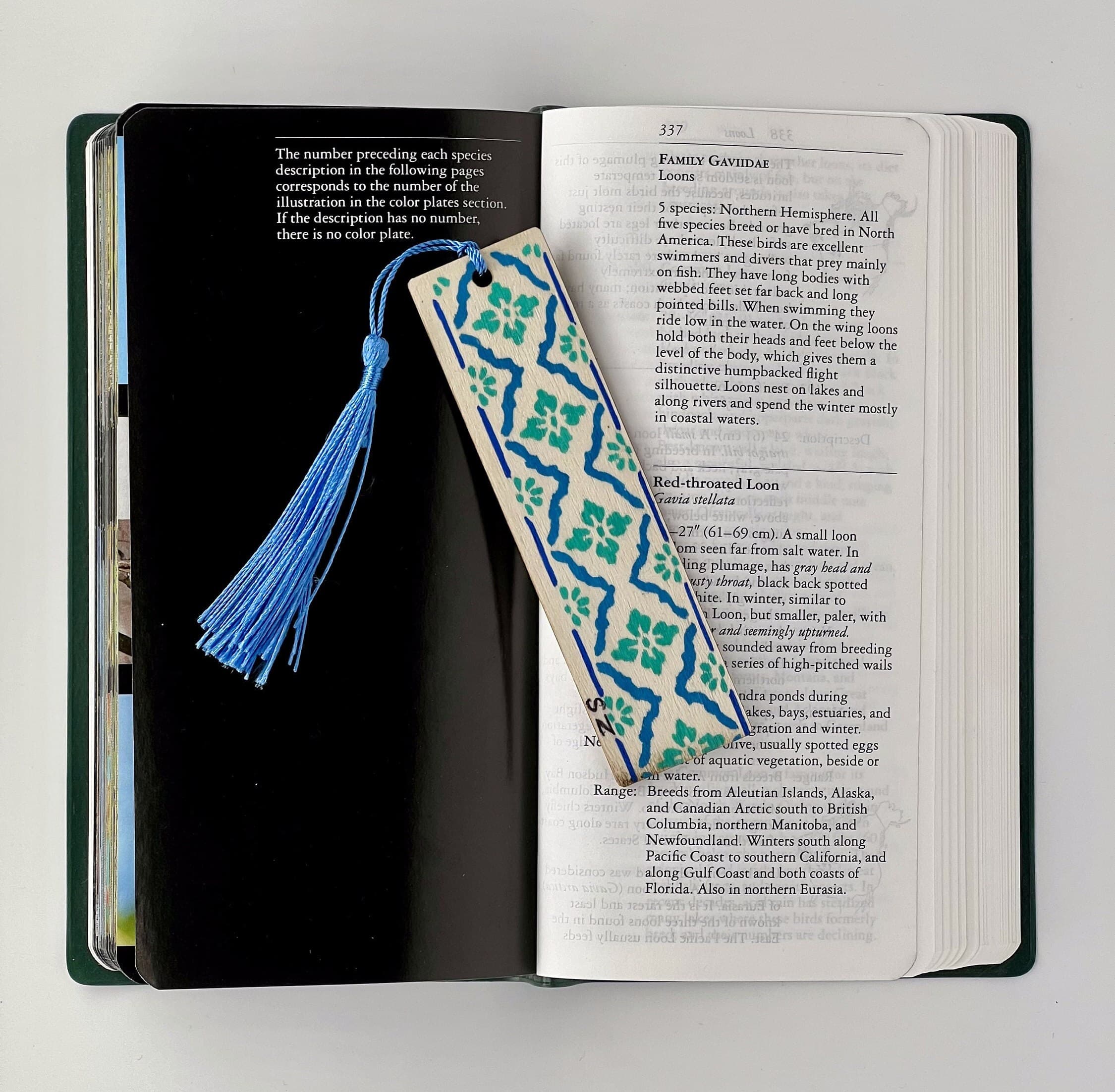 Wooden Bookmark with blue green pattern | Bookish Gifts for Readers | Handmade Bookmark | Book Club | Book Lovers