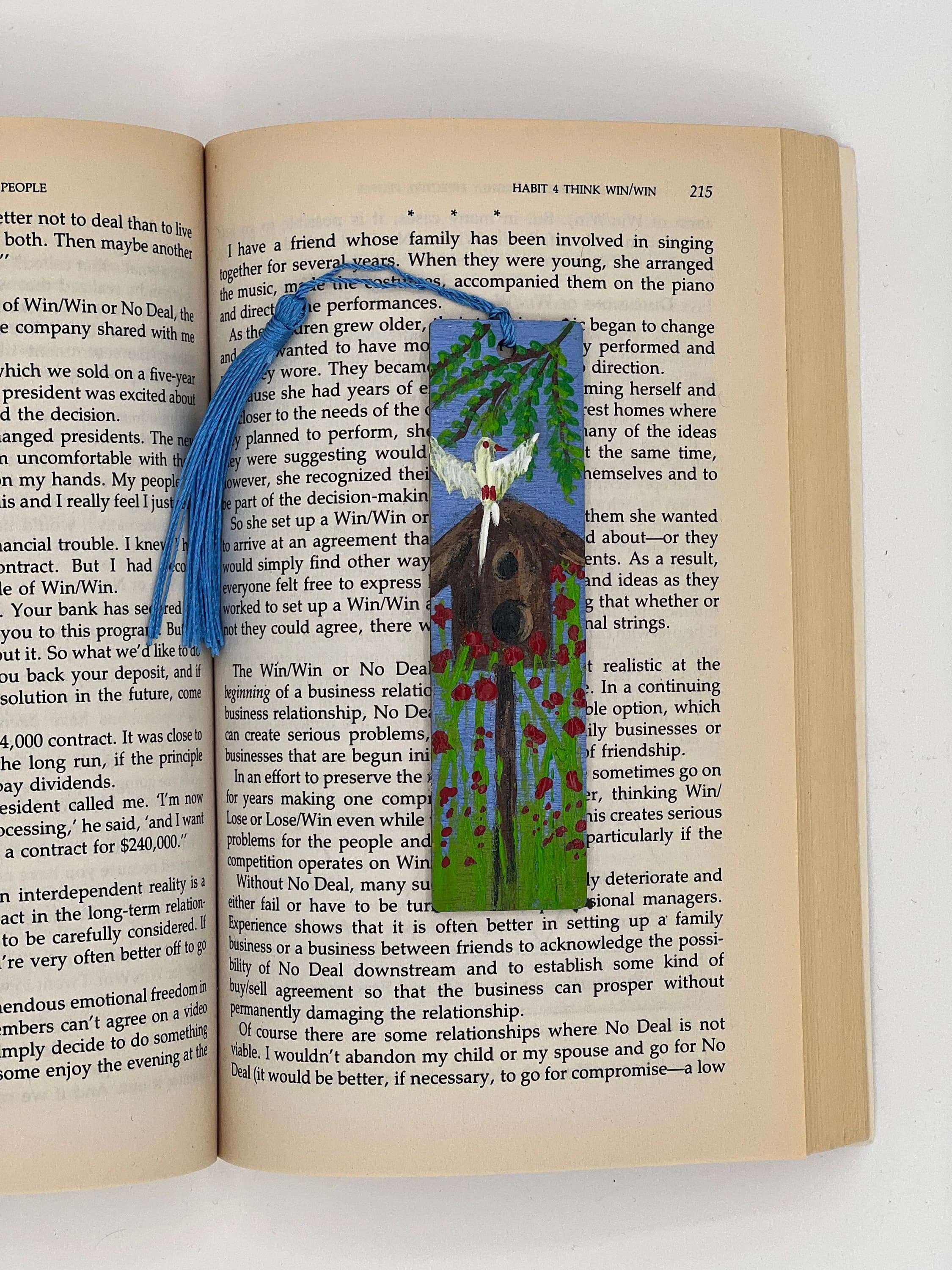 Wooden hand painted handmade bookmark for readers, book lovers, book club