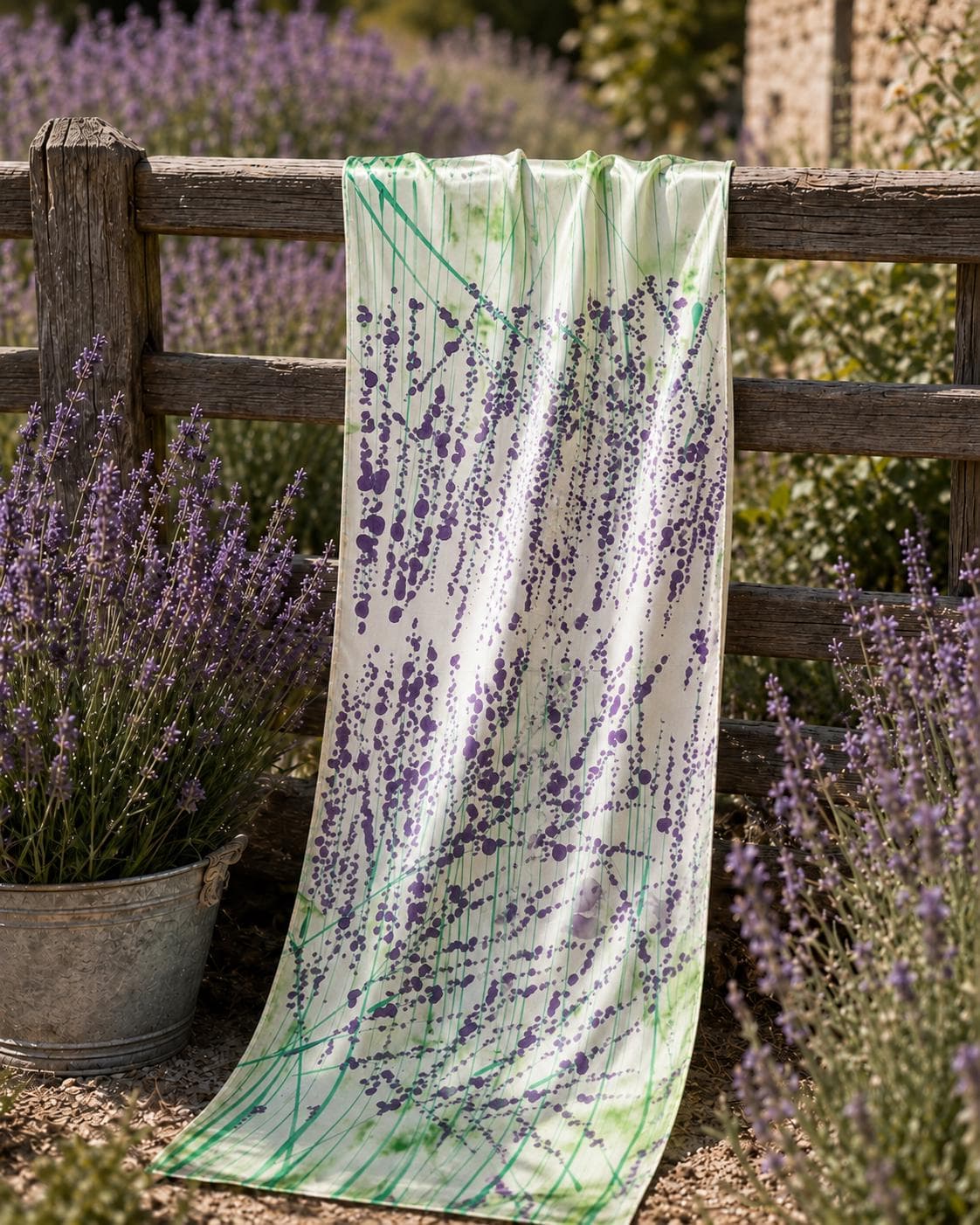 Hand-Painted Pure Silk Scarf – Pink Floral Wrap | Handmade Luxury Shawl | Botanical Wearable Art, Lavender design - image 2