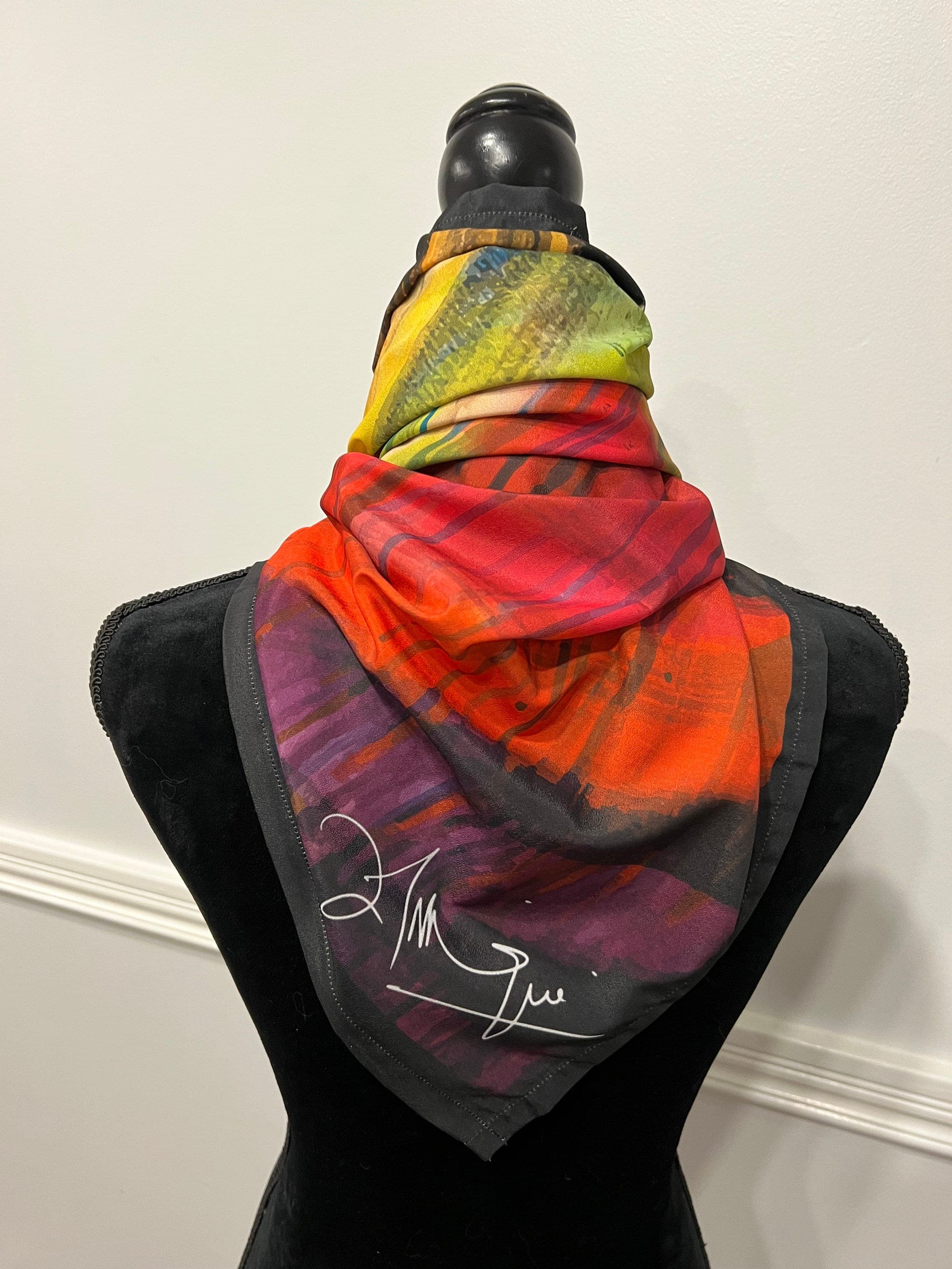 Art Silk Scarf made with a digital imprint of a real acrylic painting