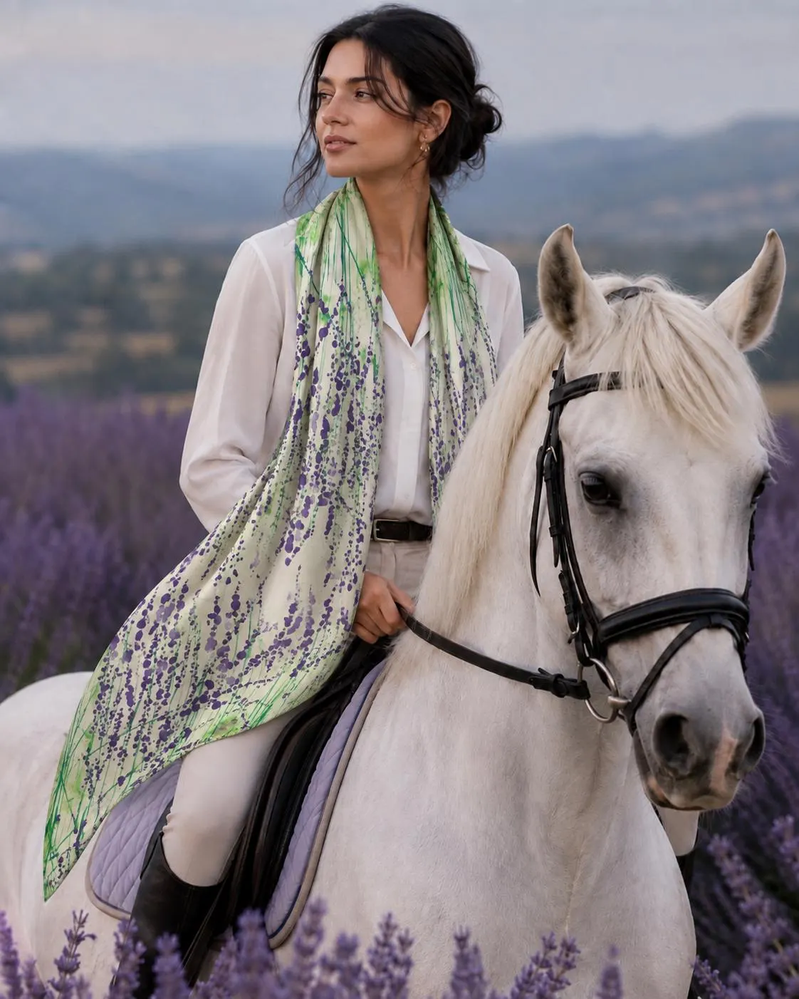 Hand-Painted Pure Silk Scarf – Pink Floral Wrap | Handmade Luxury Shawl | Botanical Wearable Art, Lavender design