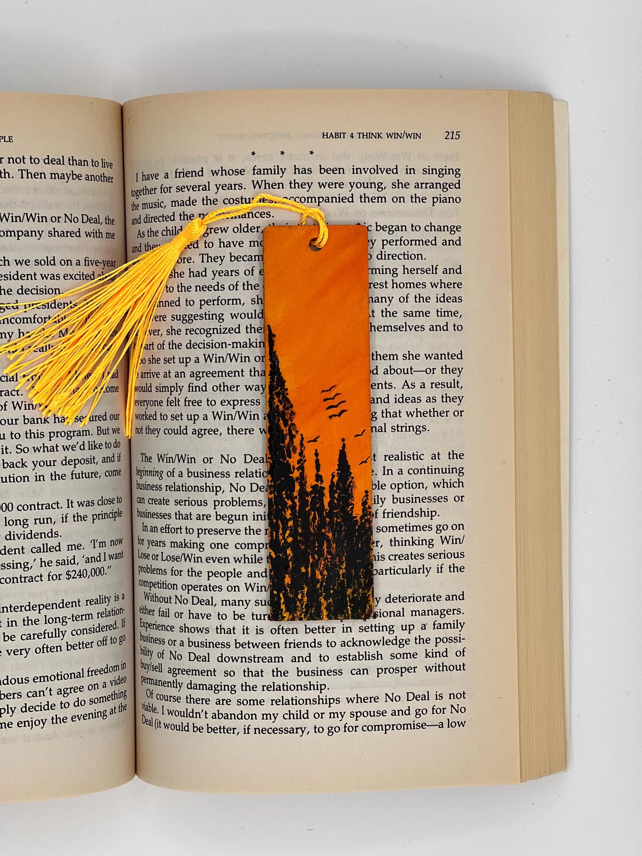 Hand painted Wooden Bookmark - Sunset Crows | Gifts for Readers | Handmade Bookmark | Book Club | Book Lovers