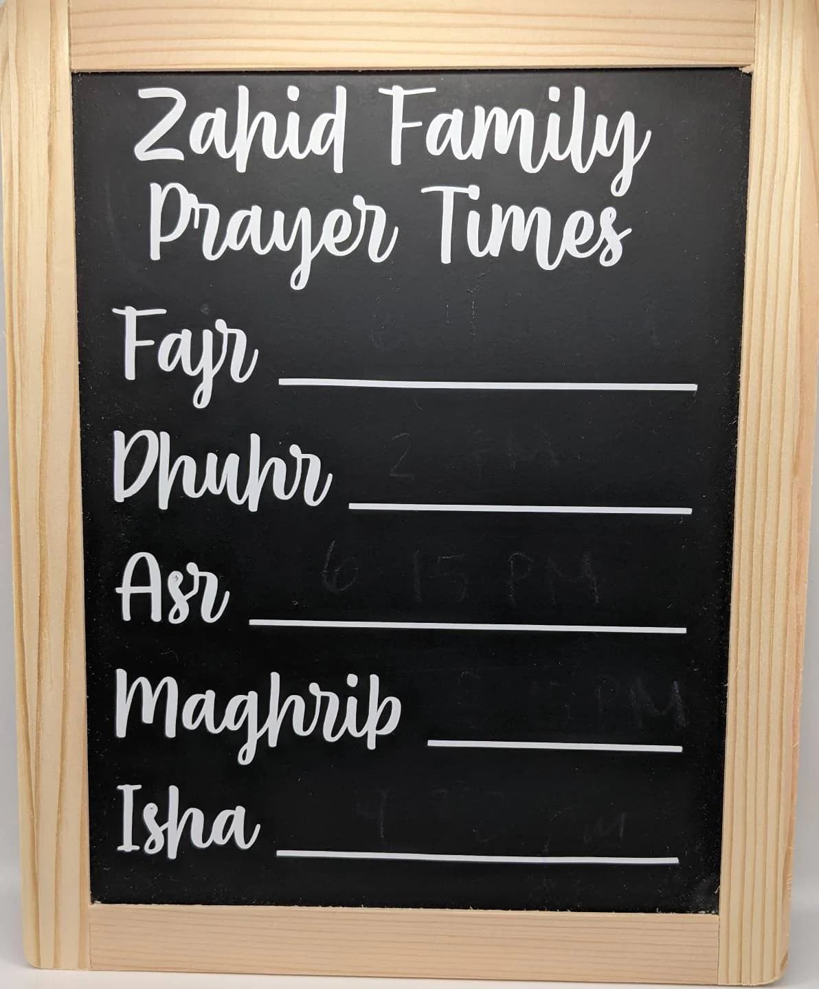 Customized Family Prayer Times Chalkboard