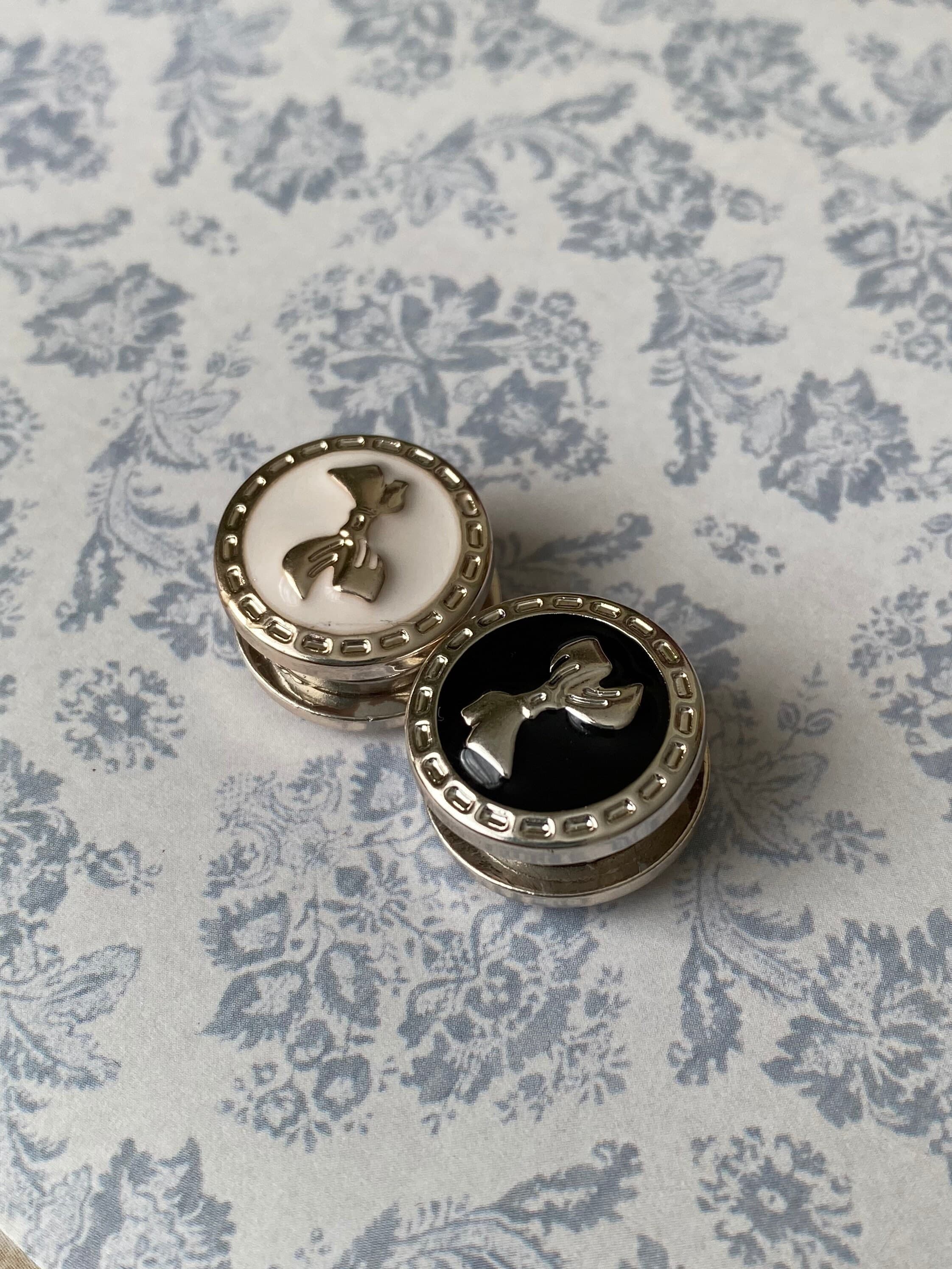 Set of 2 Bow black & white magnetic hijab pins, brooches. - image 3