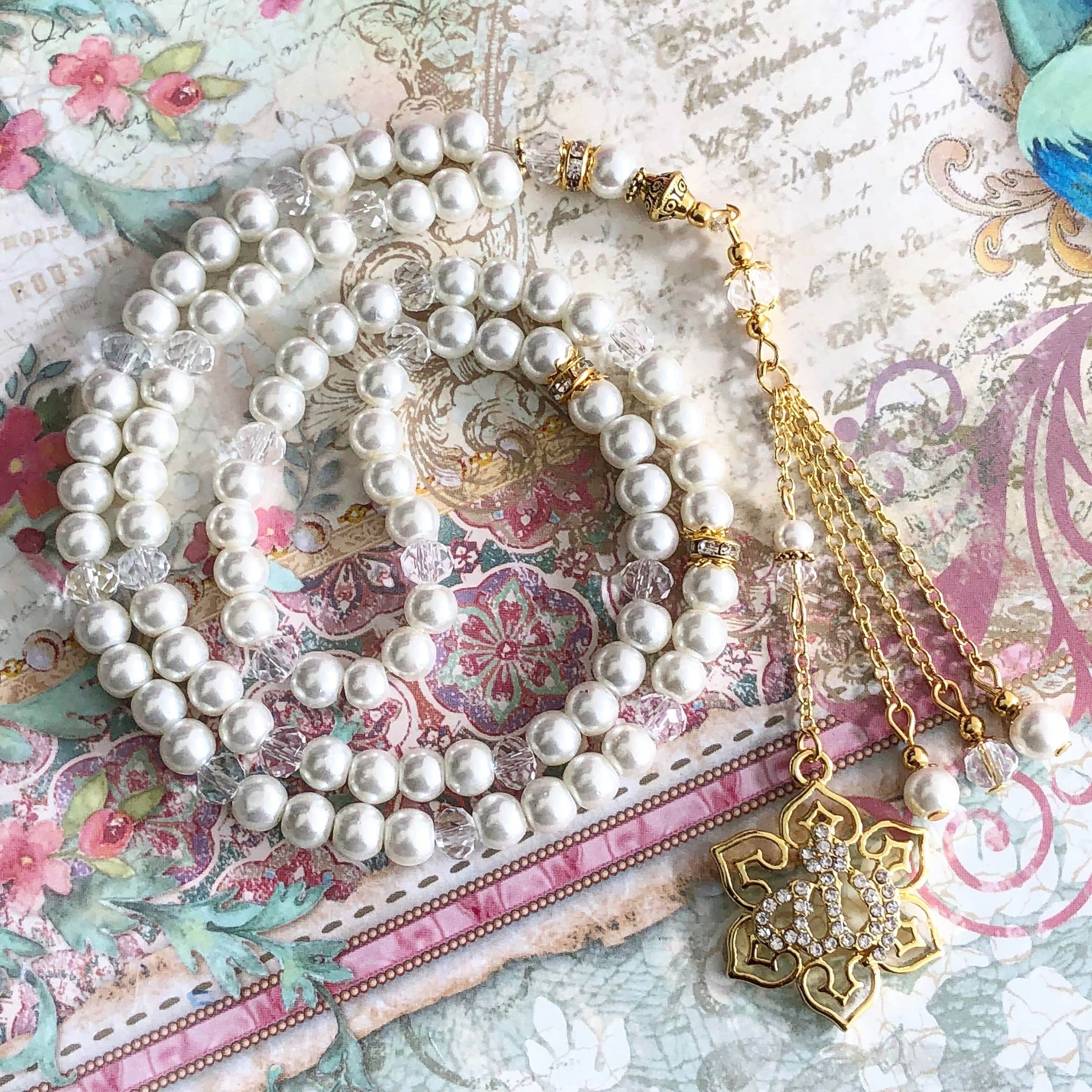 Pearl & crystal personalised tasbihs mibaha prayer beads