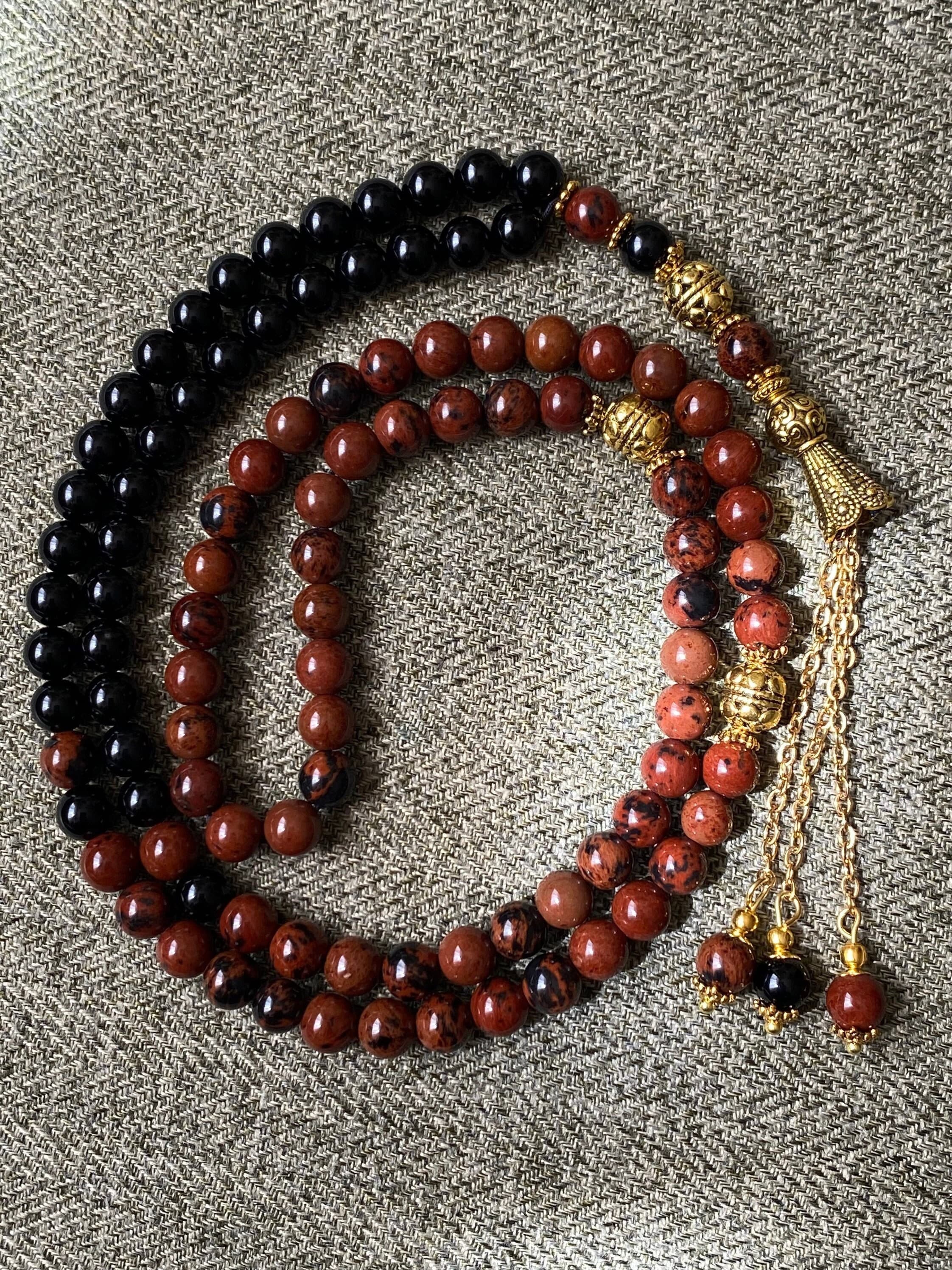 Natural stone Mahogany obsidian gemstone tasbih. - image 5