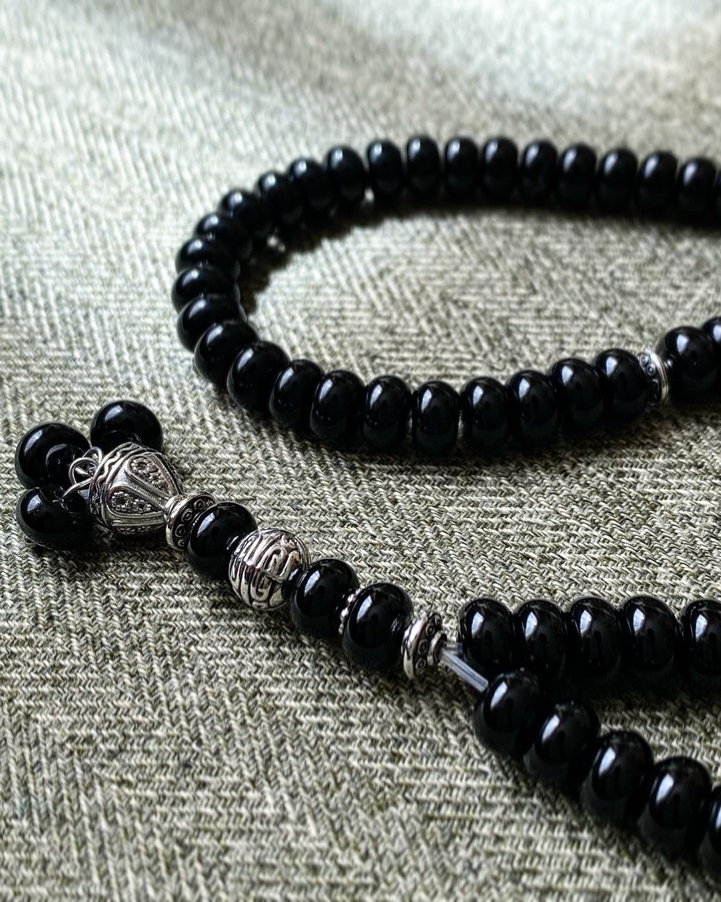 Black Aqeeq Agate stone tasbih - image 4