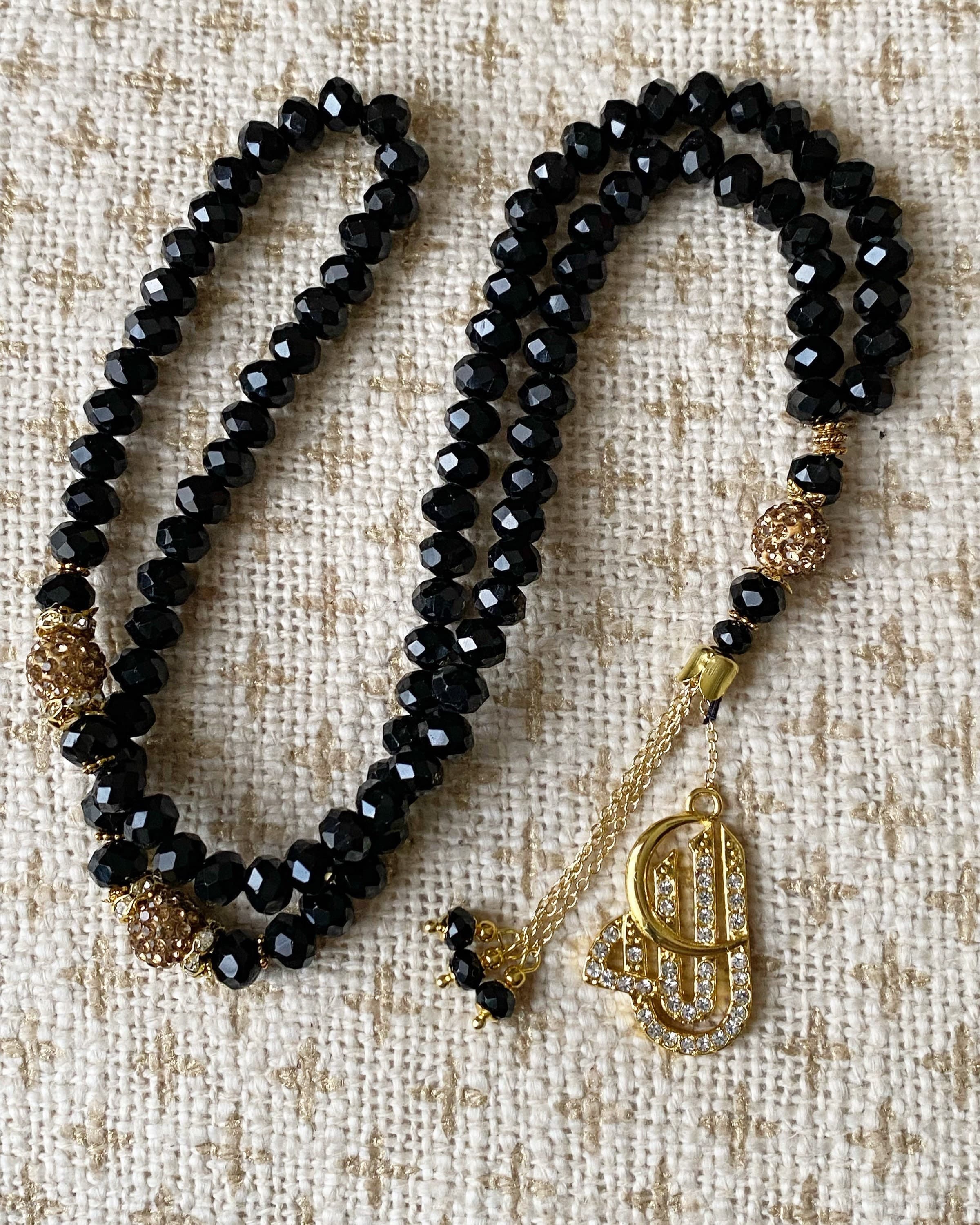 Black, clear or pink crystal personalised tasbihs, prayer beads. - image 3