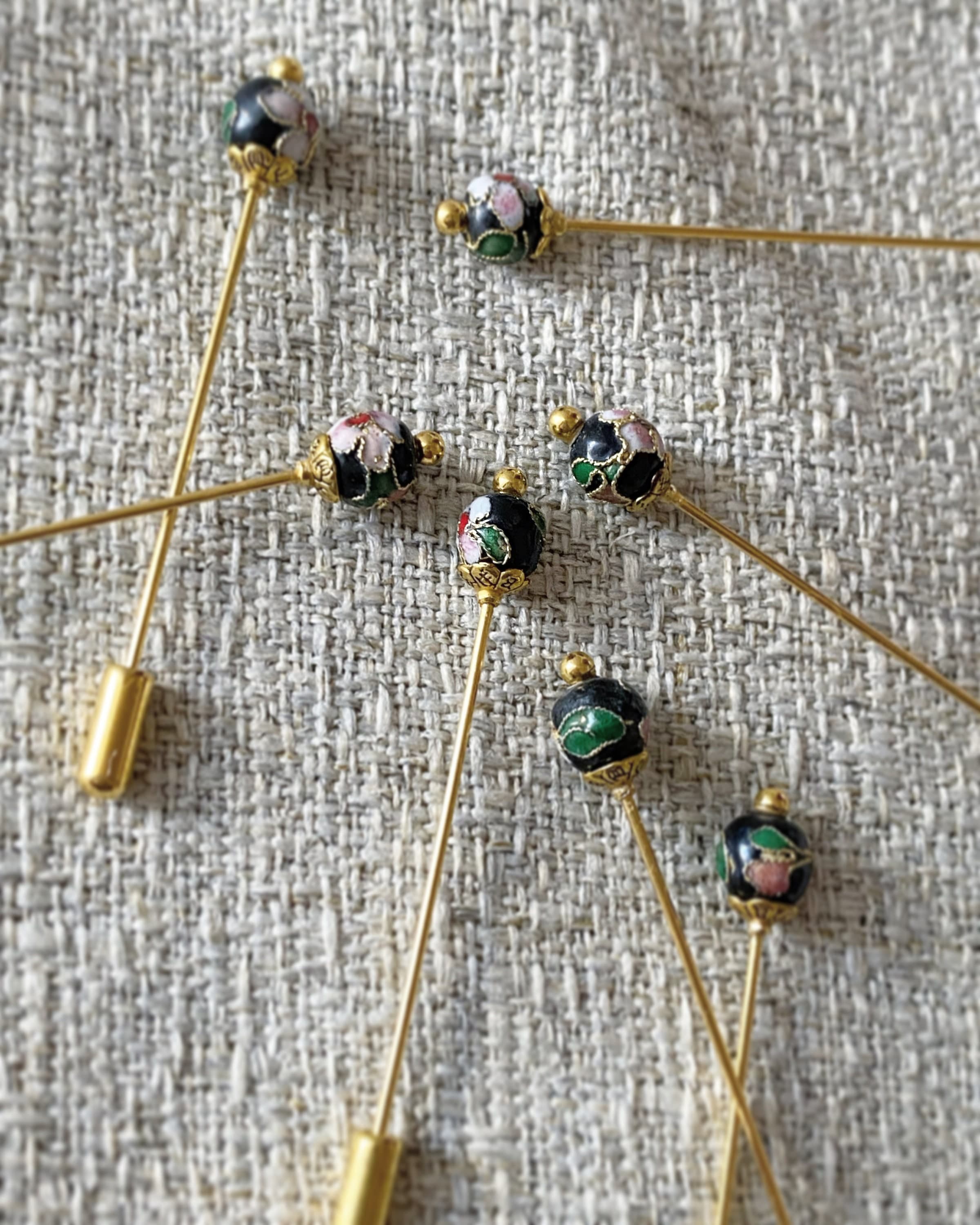 Rose painted enamel hijab pins 3 pieces - image 3
