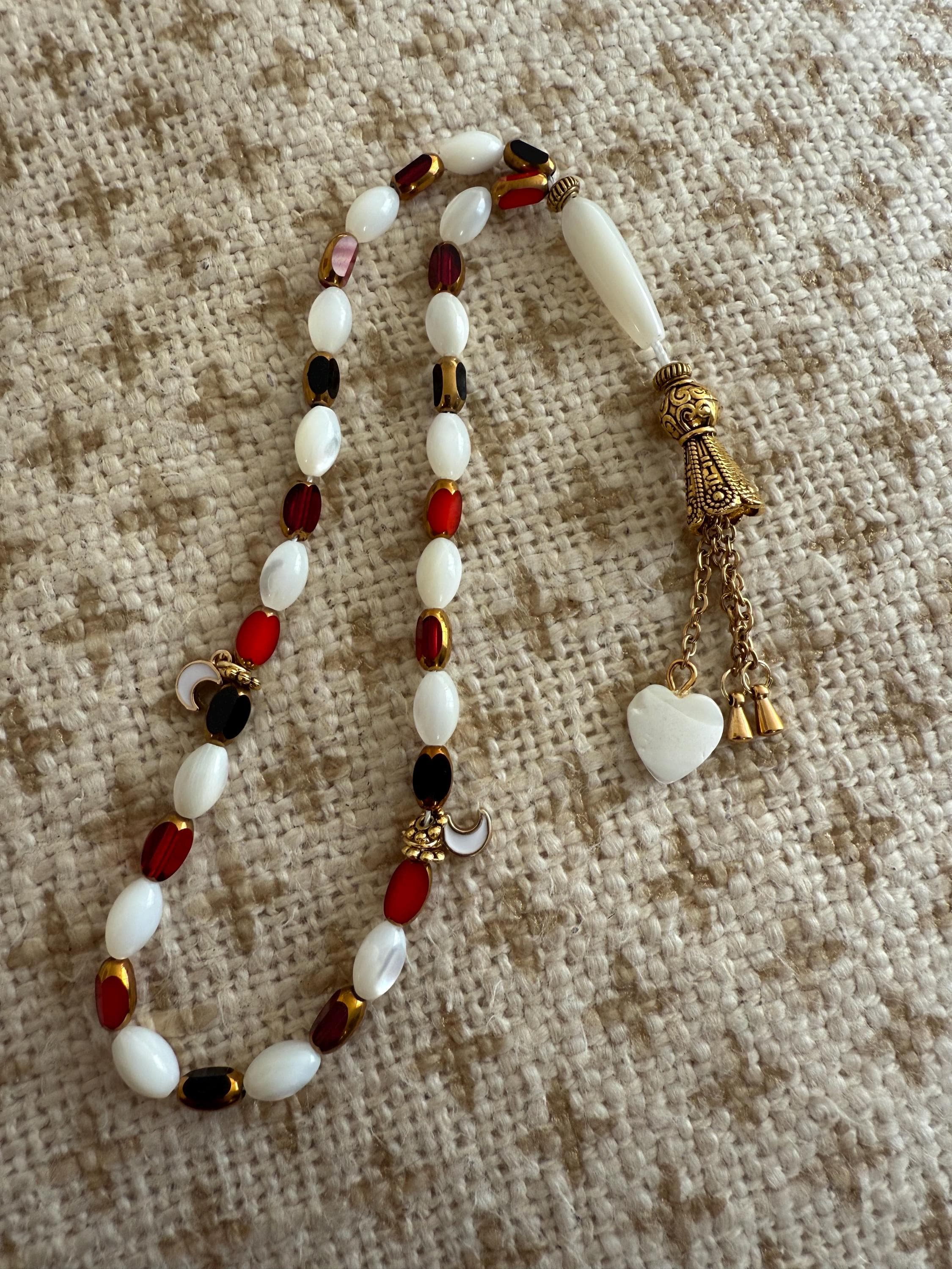 Mother of pearl tasbih with crystal beads - image 3