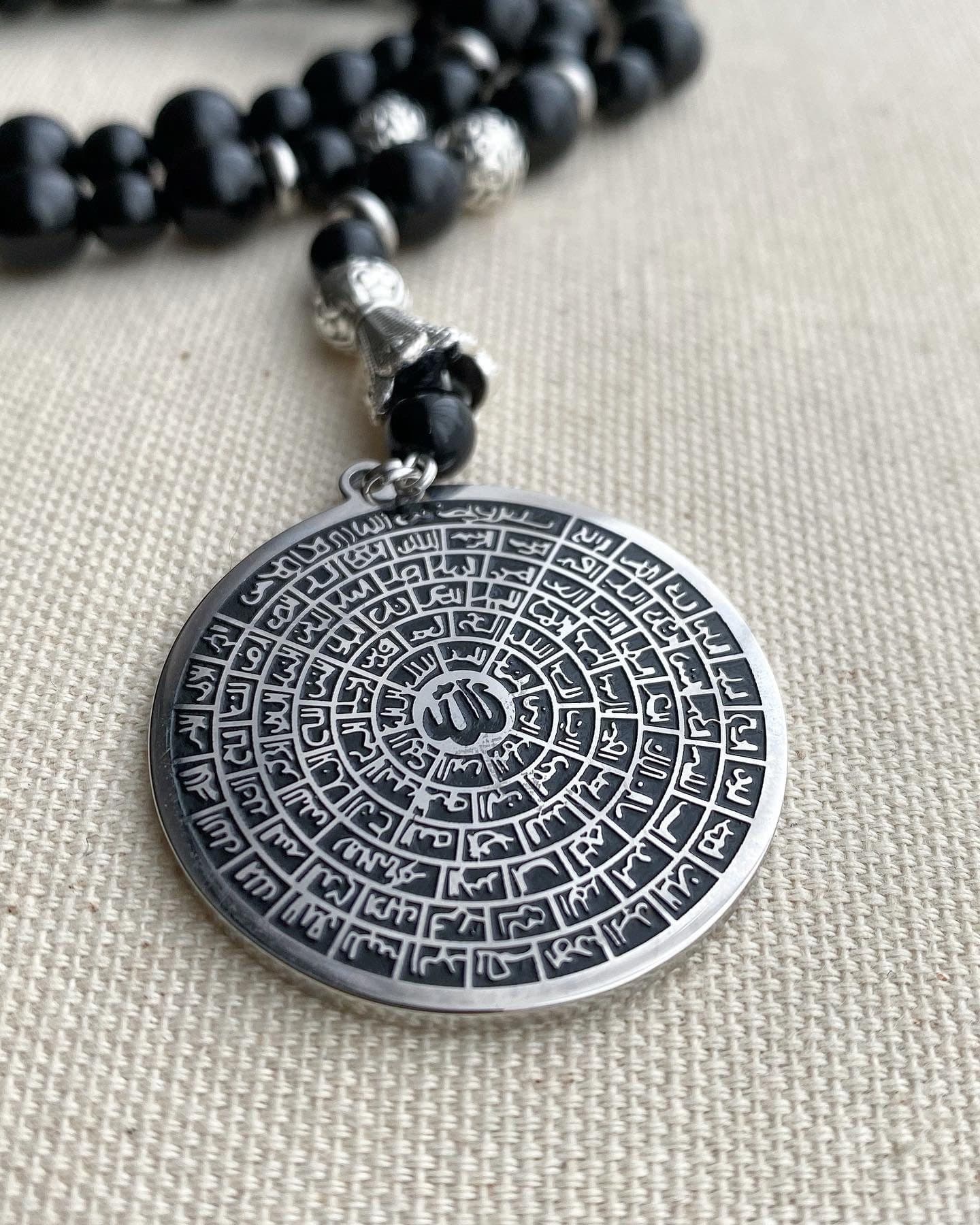 Black onyx gemstone necklace/tasbih Misbaha - image 5
