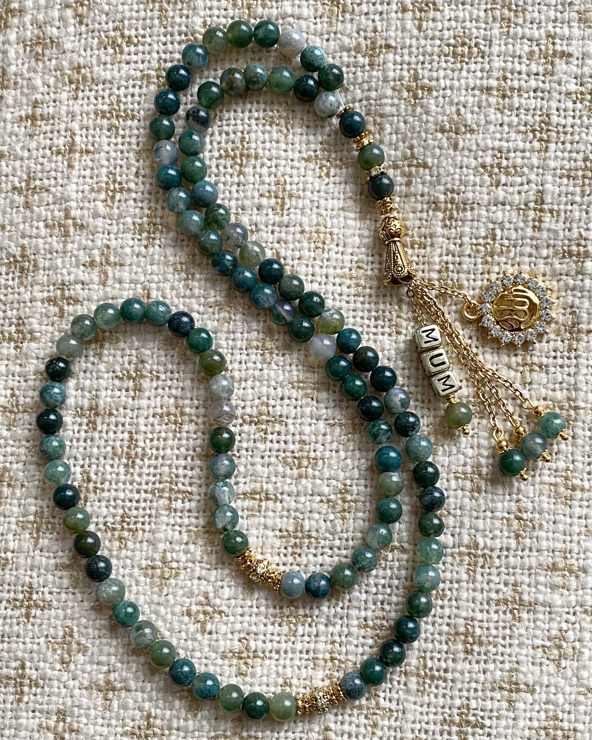 Moss Agate gemstone tasbih - image 4