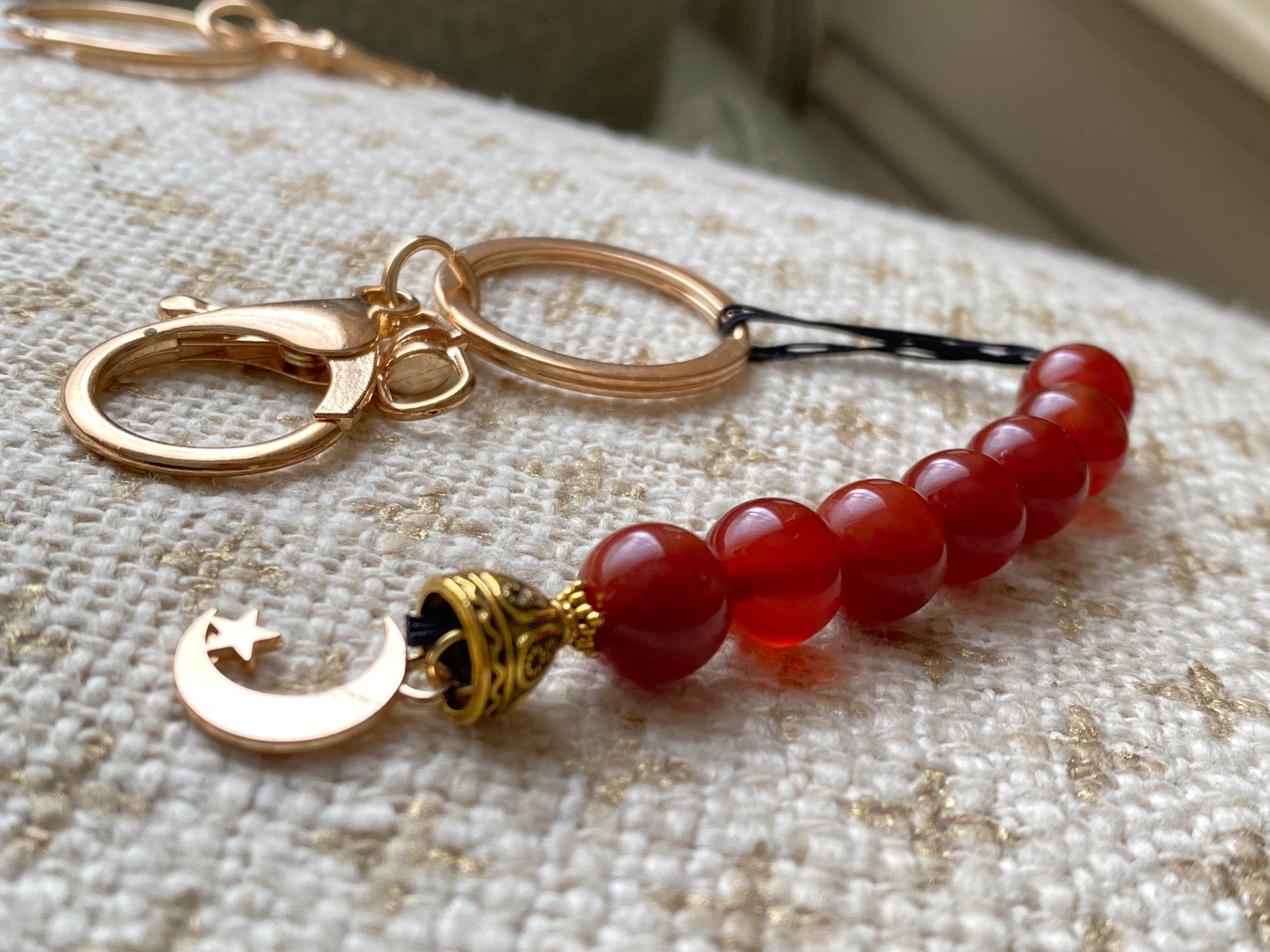 Tawaf and Sa’ee counting beads, natural gemstone with keychain.