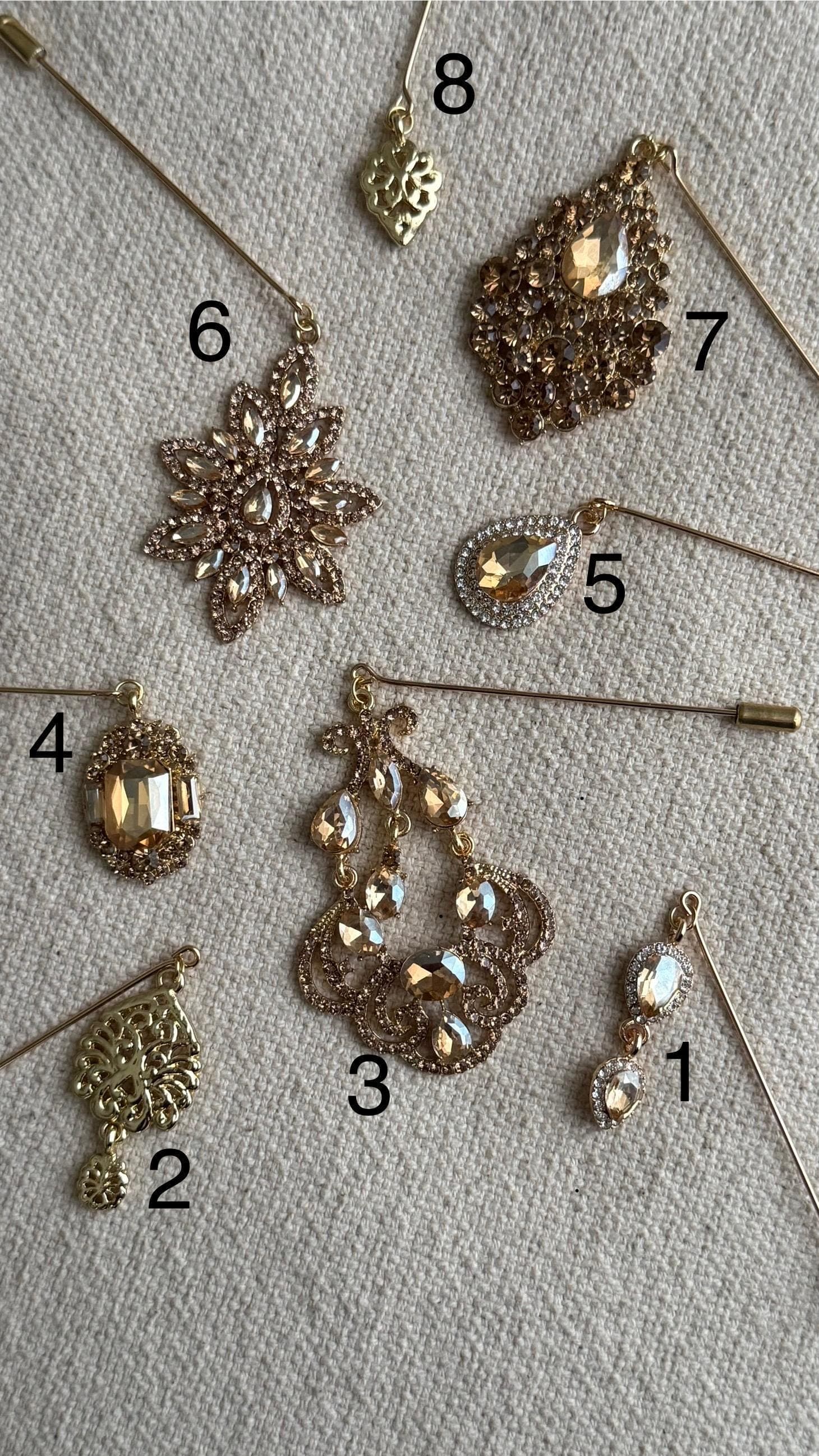 Champagne crystal hijab pins - image 3