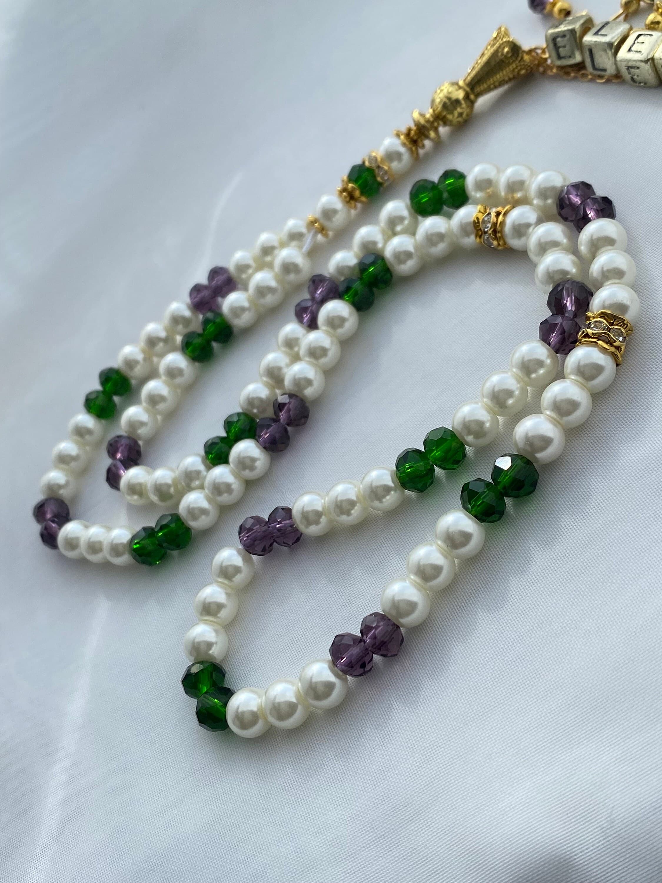 Glass Pearl Tasbih: Crystal Prayer Beads, Misbaha - image 5