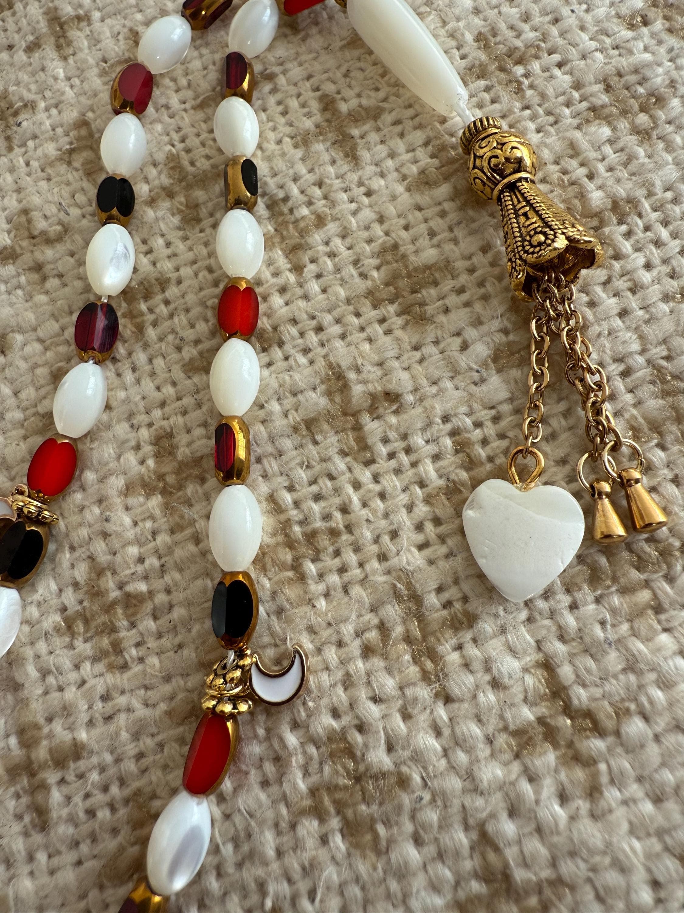 Mother of pearl tasbih with crystal beads - image 4